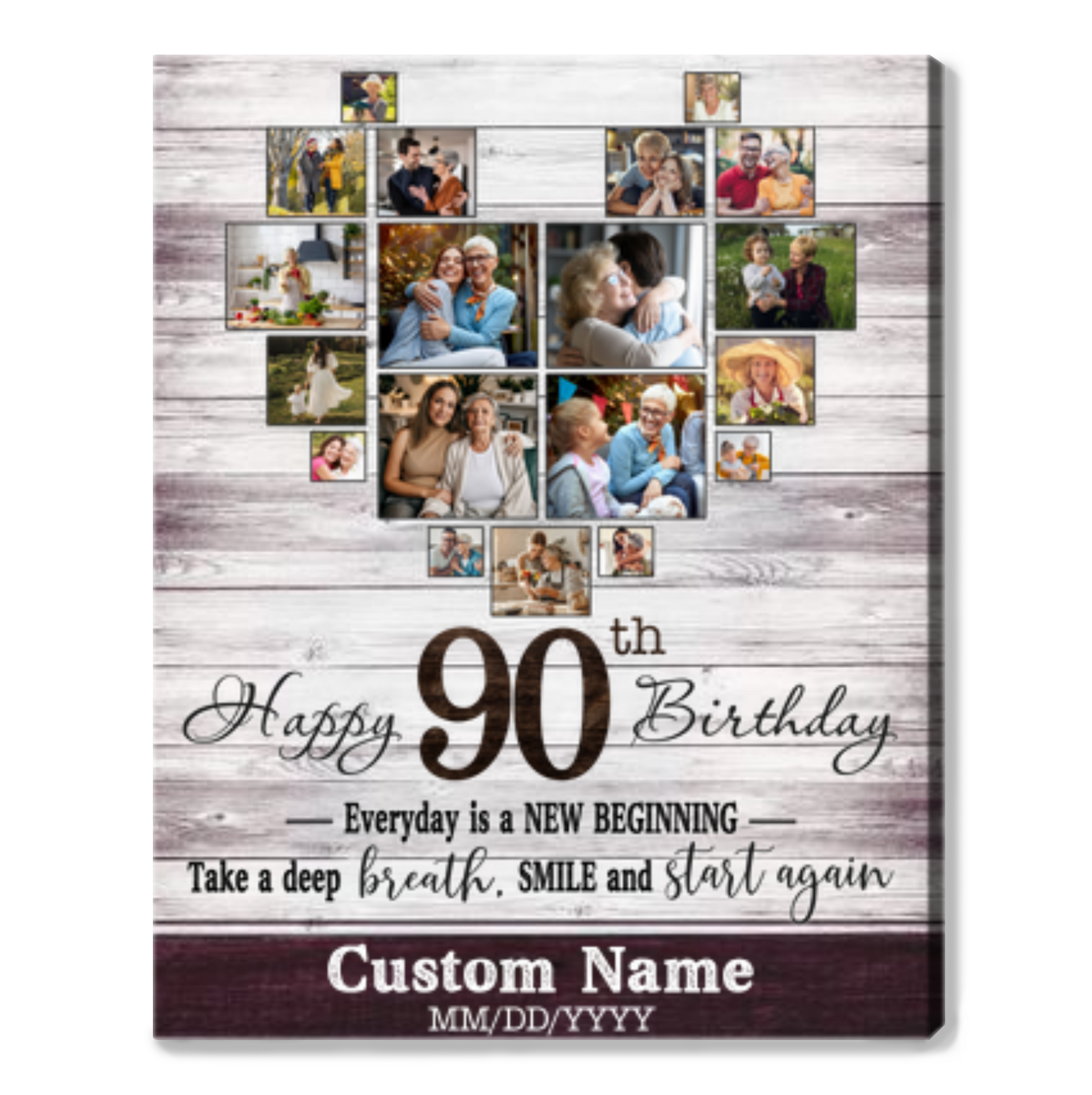 Personalized 90th Birthday Gift Idea Photo Canvas Print For 90th Birthday
