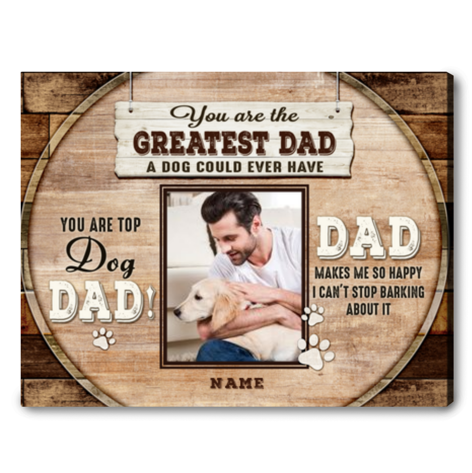 Dog Dad Father's Day Gift Fathers Day Gift For Him Custom Pet Wall Art