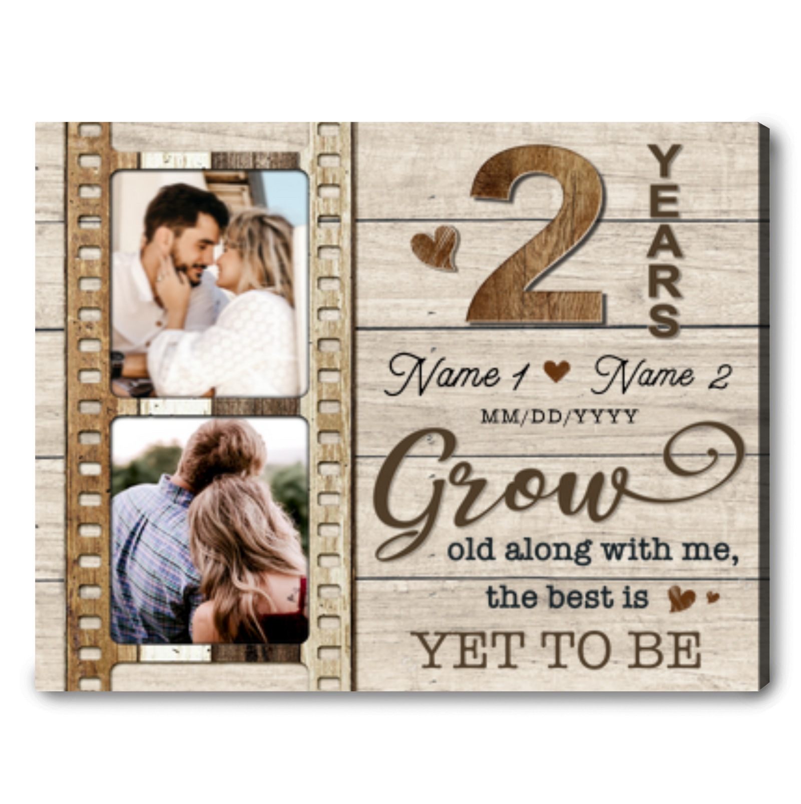 2 Year Anniversary Gift For Couple Personalized Anniversary Canvas
