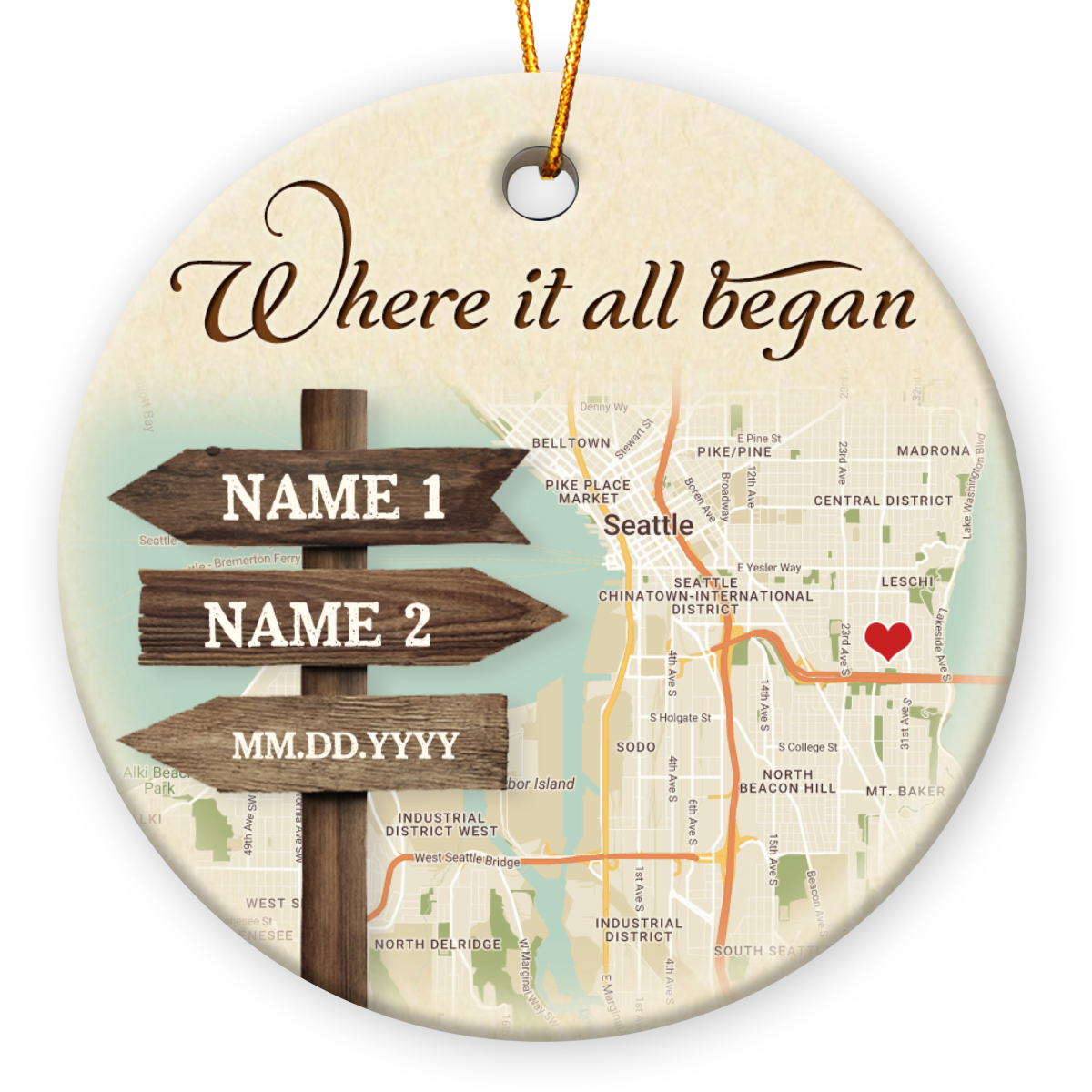 Custom Anniversary Gift For Couples Location Map Engage Ornament