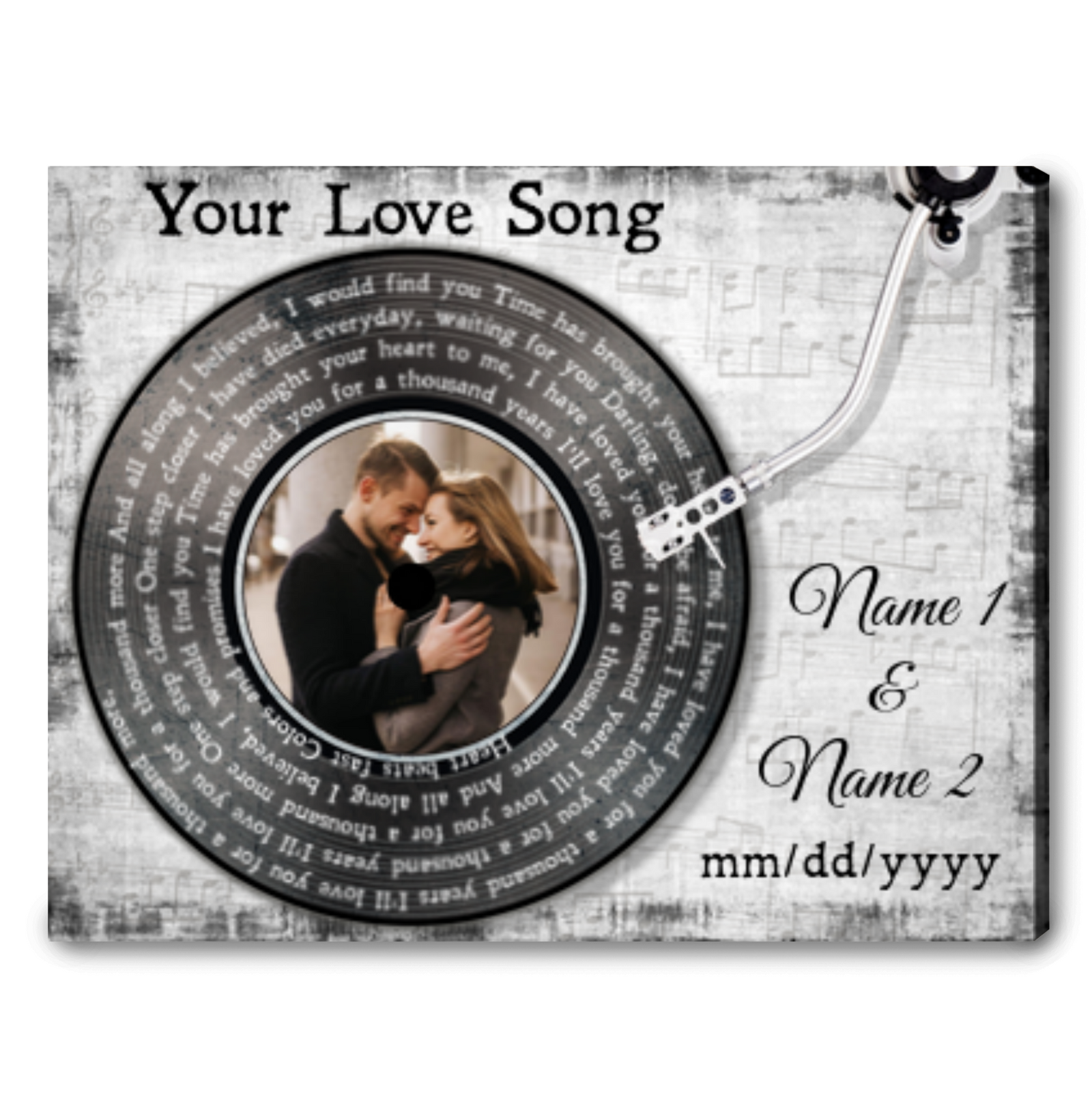 Custom Song Lyrics Vinyl Record Canvas Print Couple Anniversary Gifts