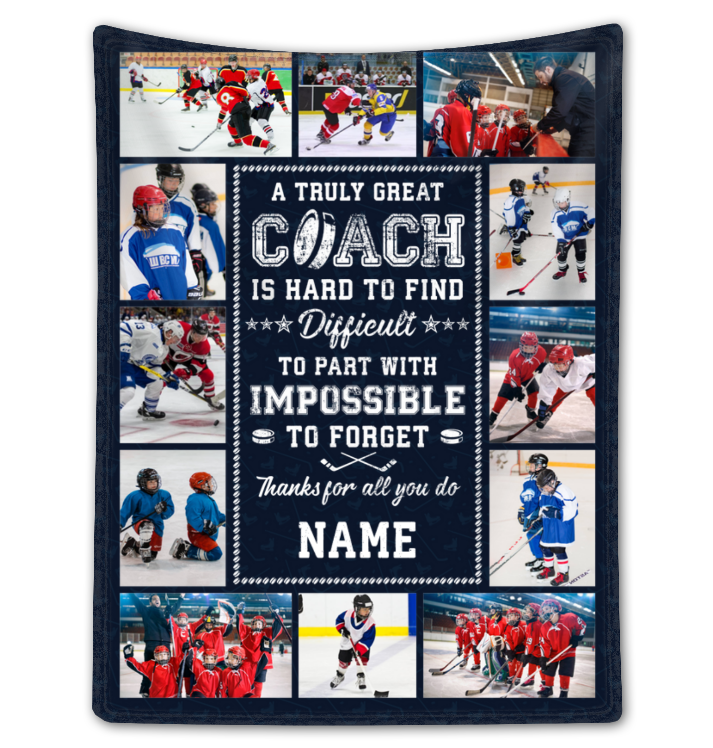 Custom Appreciation Ice Hockey Coach Blanket Unique Thank You Coach Gift