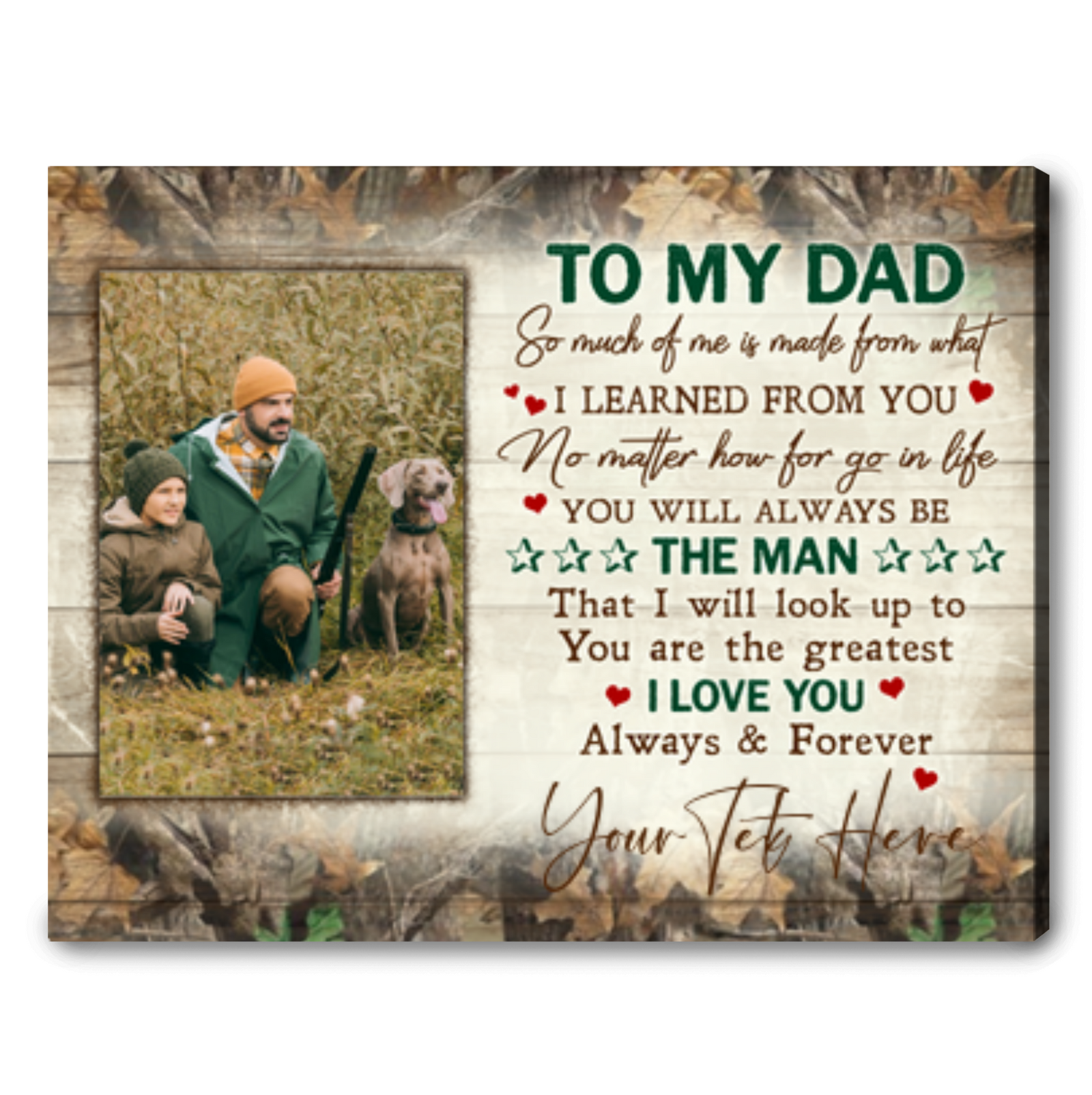 Hunting Dad Personalized Canvas Fathers Day Gift For Dad Hunter 
