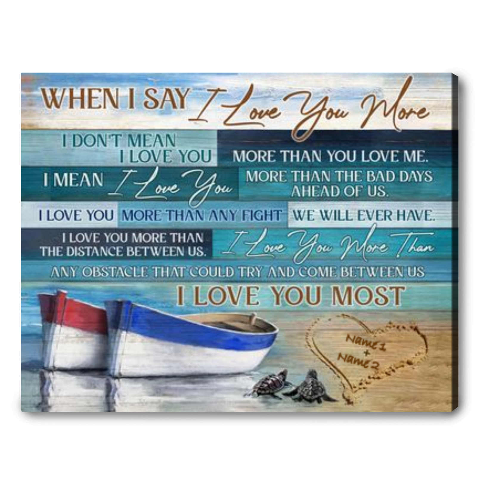 Personalized Couple Gift Ideas Beach Sea Turtle Canvas Wall Art