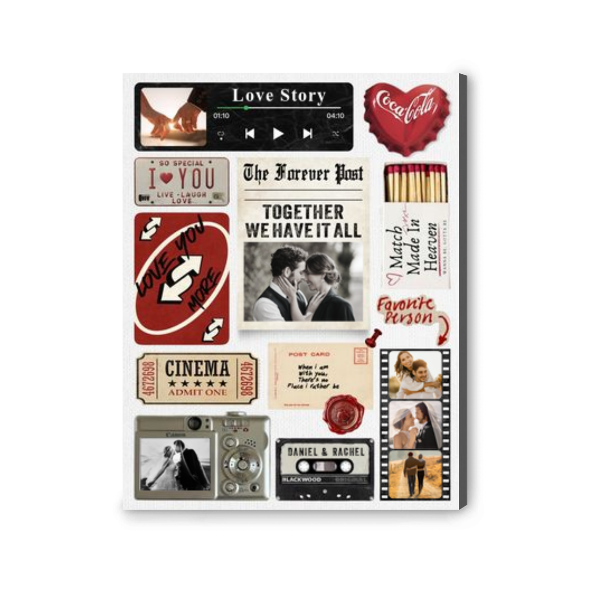 Retro Scrapbook Canvas – Personalized Valentine’s Day Gift for Couples