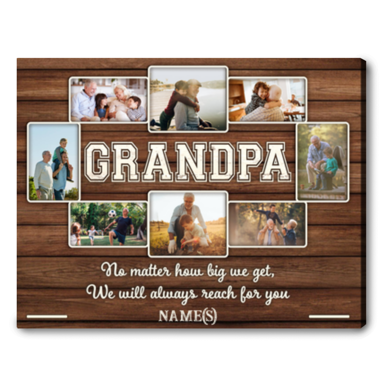 Unique Father's Day Gift For Papa Custom Photo Collage Canvas For Grandpa