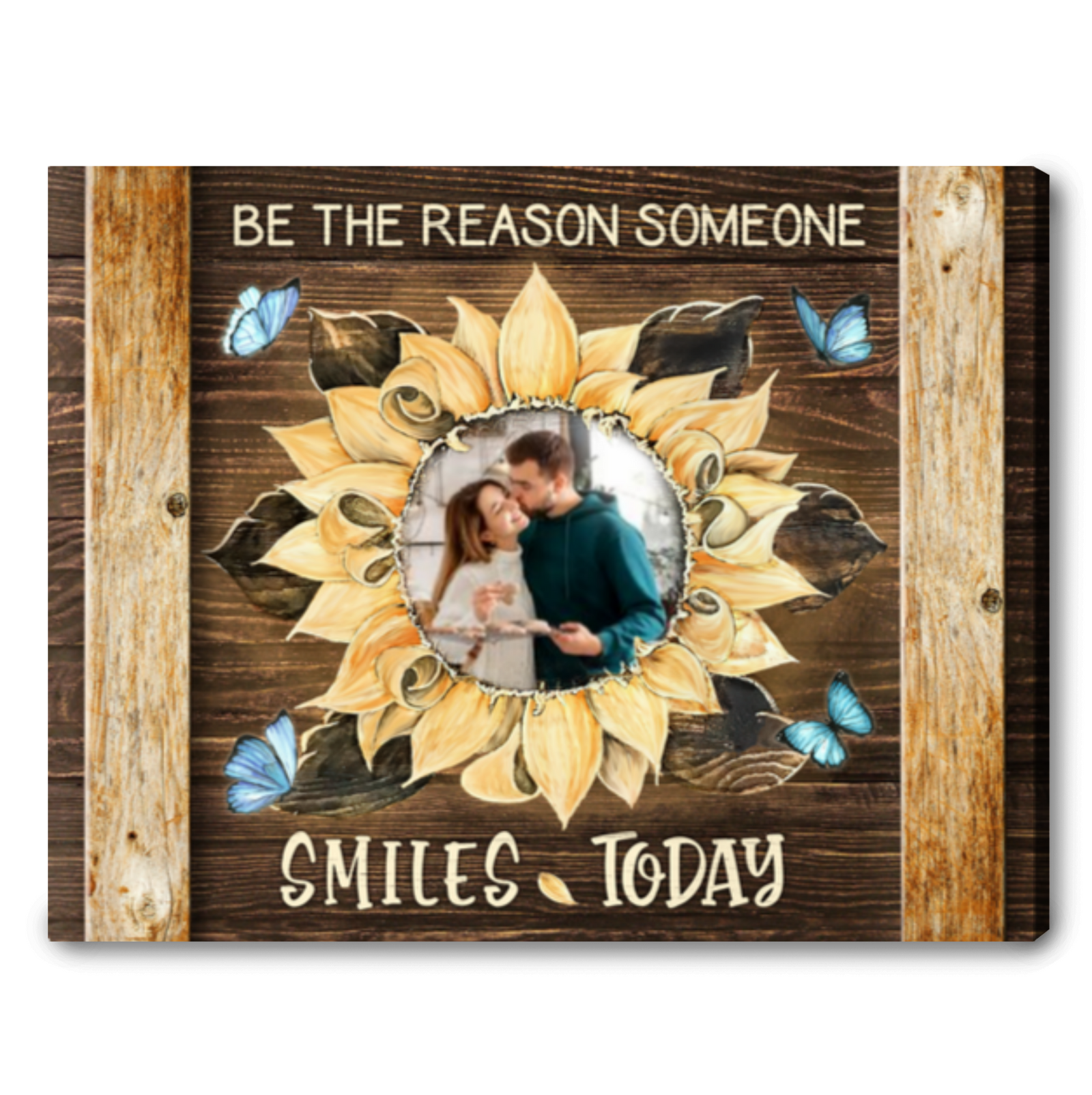 Sunflower Wall Art Wooden Farmhouse Decor Custom Photo Gift Canvas Print Ohcanvas