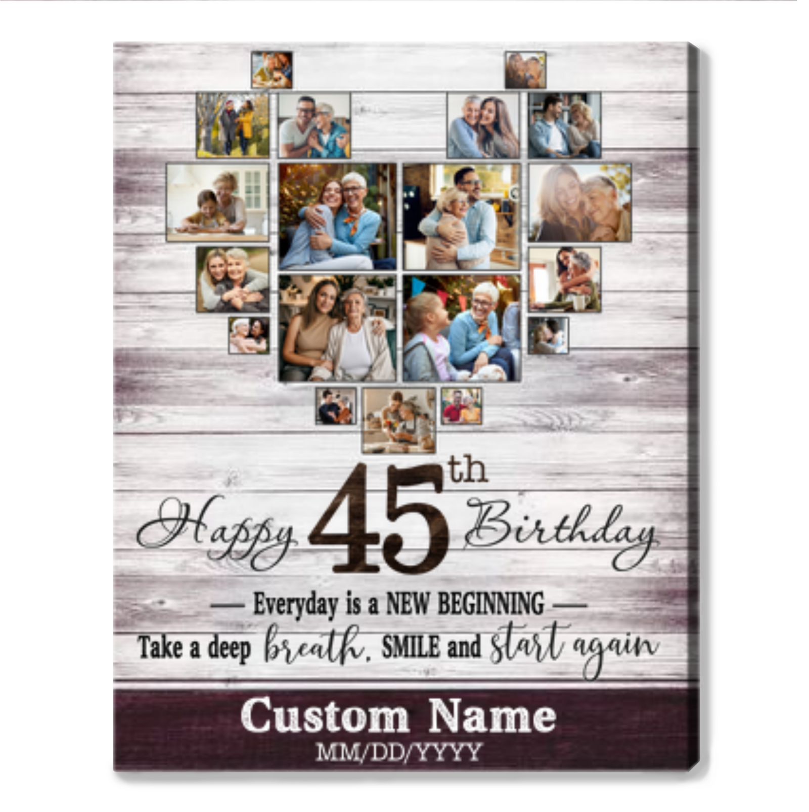 Personalized 45th Birthday Gift Idea Photo Canvas Print For 45th Birthday