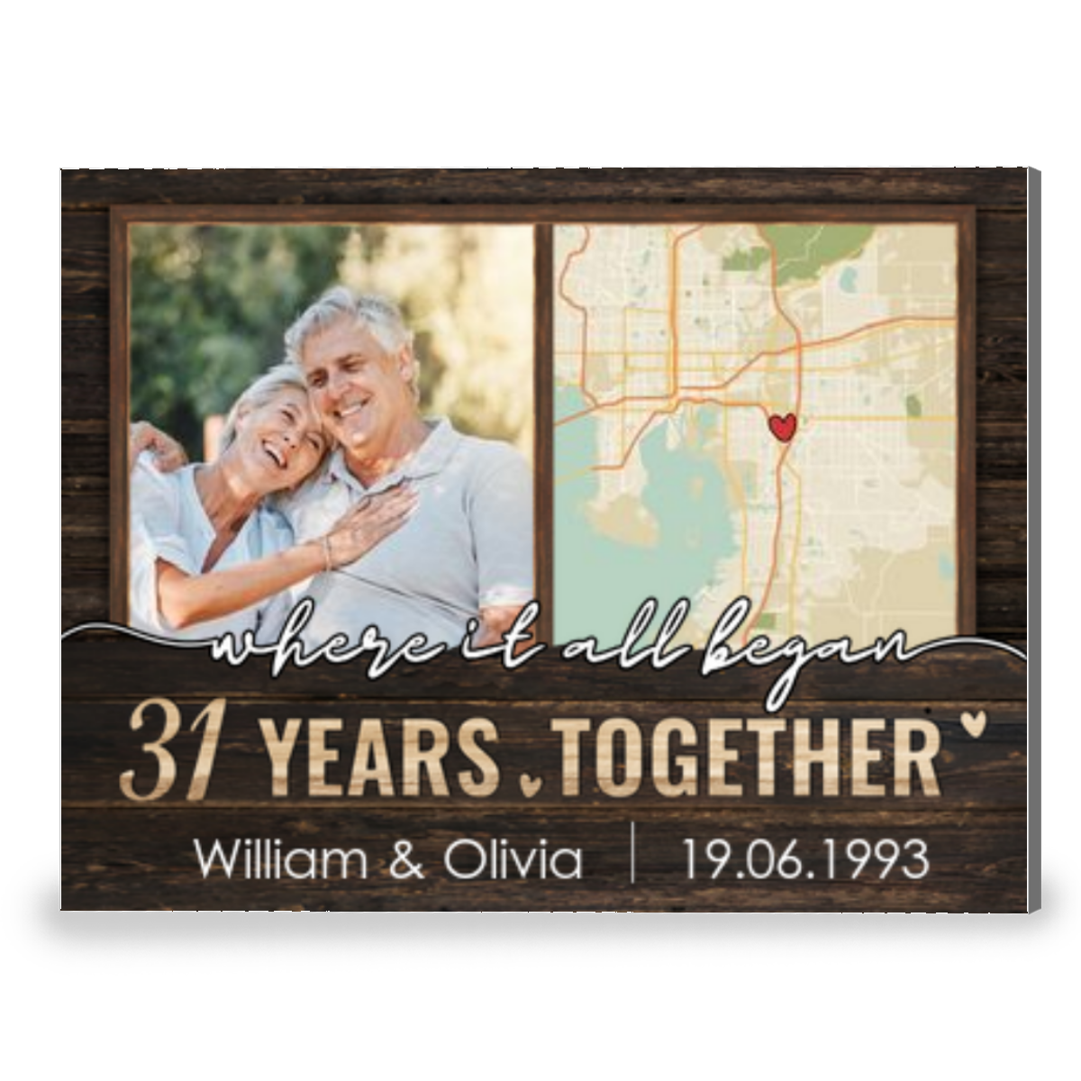 Where It All Began Custom Year Anniversary Canvas Photo Print Gift For Couple