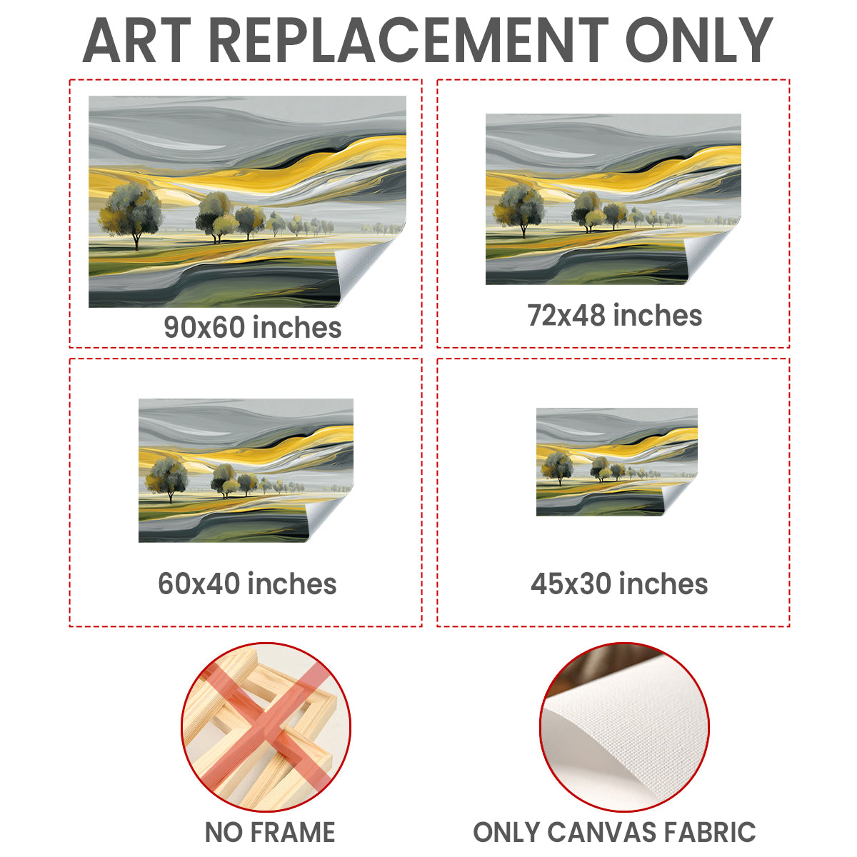 Modern Yellow and Gray Landscape Tree Artwork