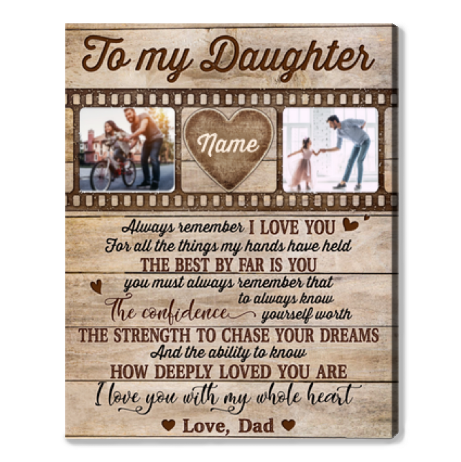 Best Gift For Daughter Canvas Wall Art Customized Photo For Daughter Gift From Dad