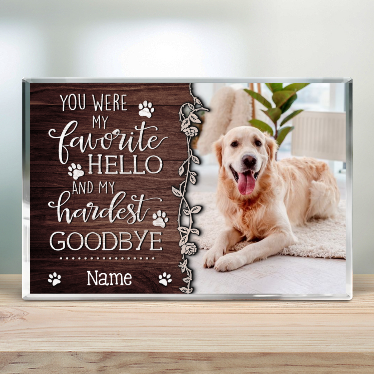 Pet Memorial Gift Idea Custom Rectangle Shaped Acrylic Plaque