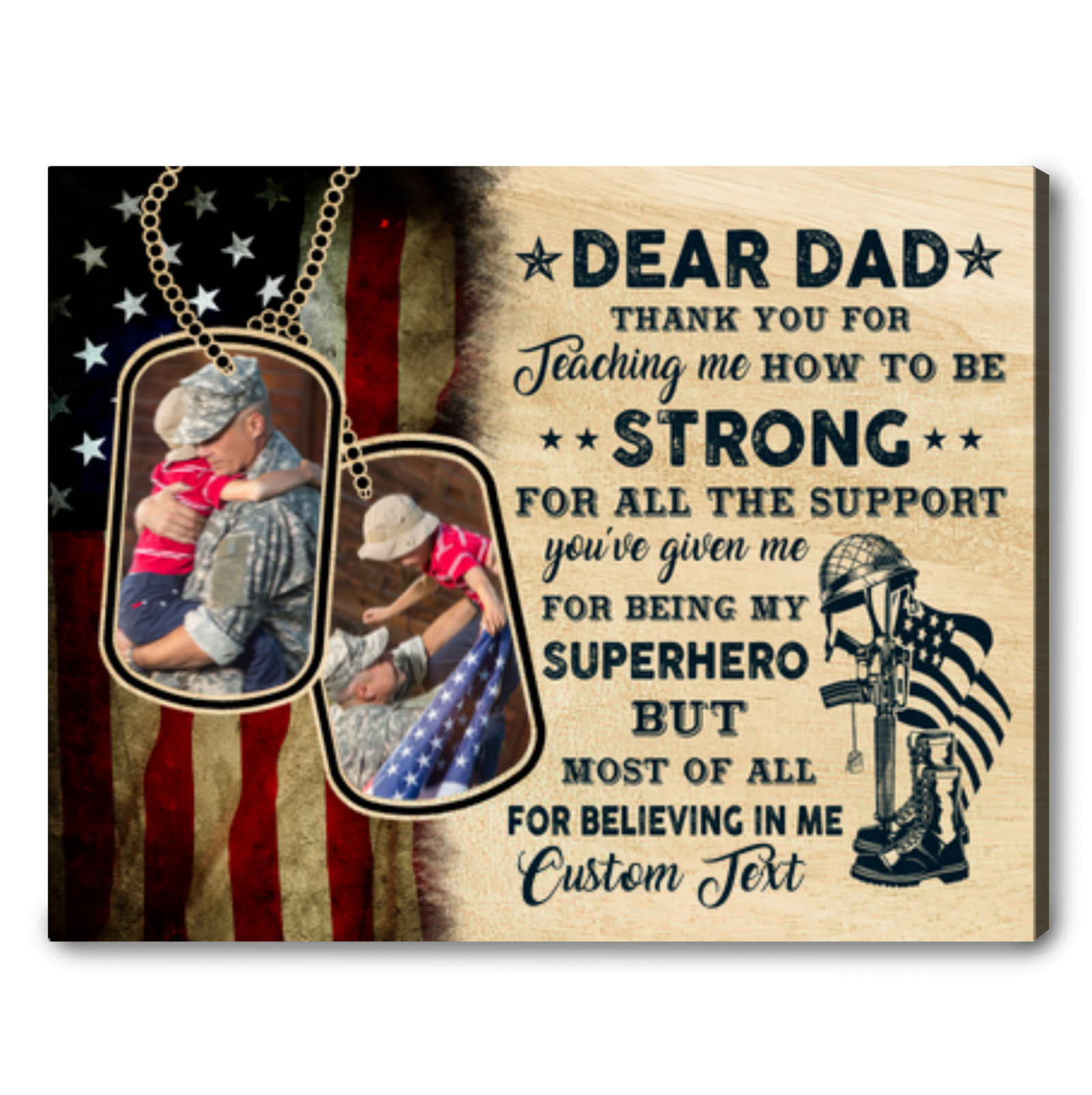 Dear Veteran Dad Gift For Dad In Army Military From Son Personalized Veteran Decorative Canvas Print