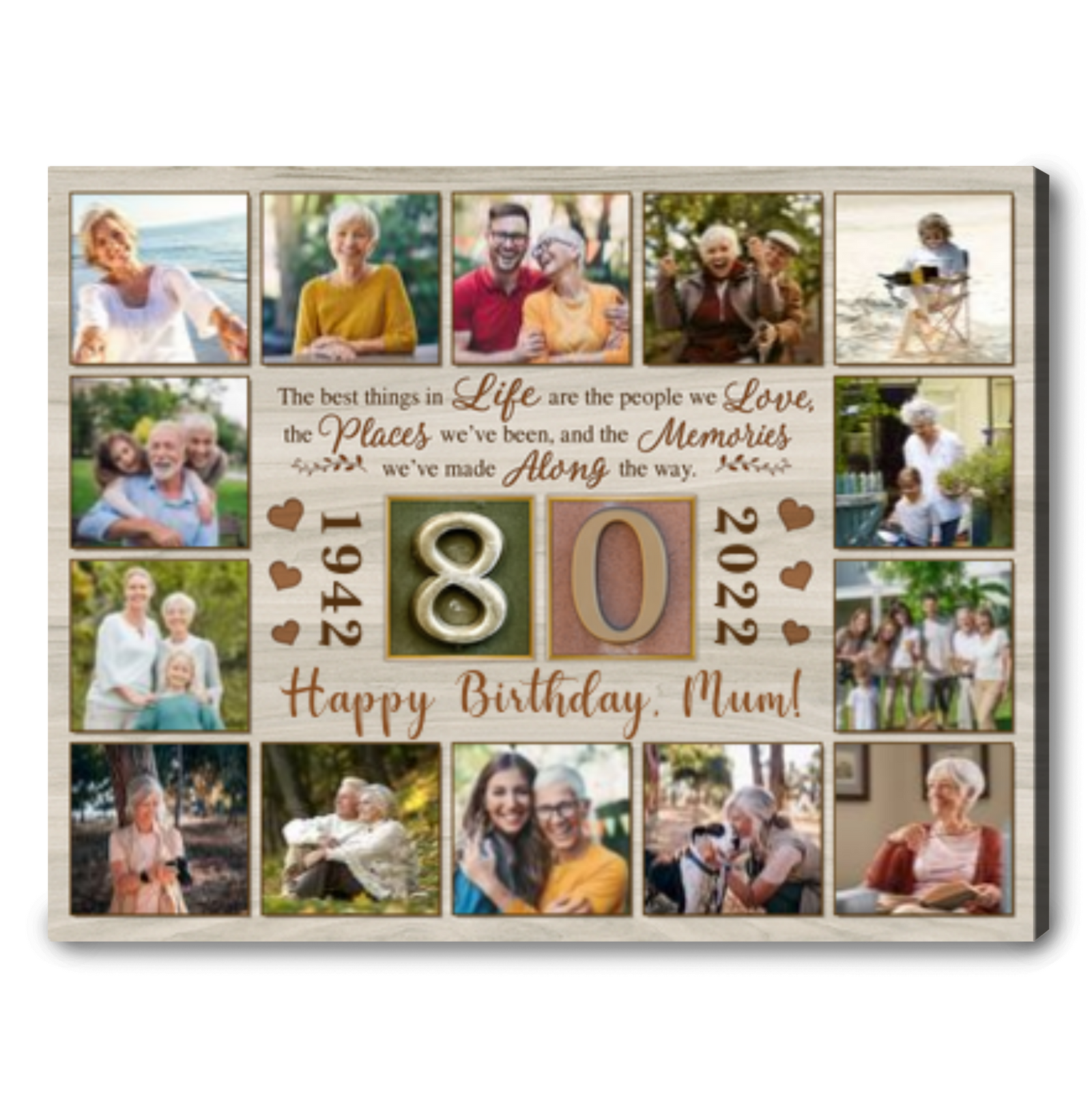 80th Birthday Gifts For Mum Personalized Collage Canvas Photo Prints