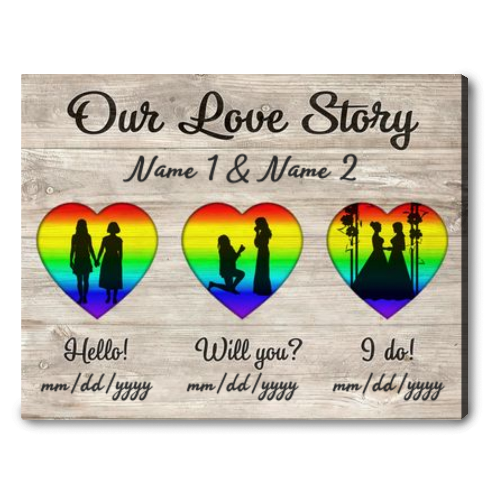 Custom Lesbian Couple Canvas Gift For Pride Month