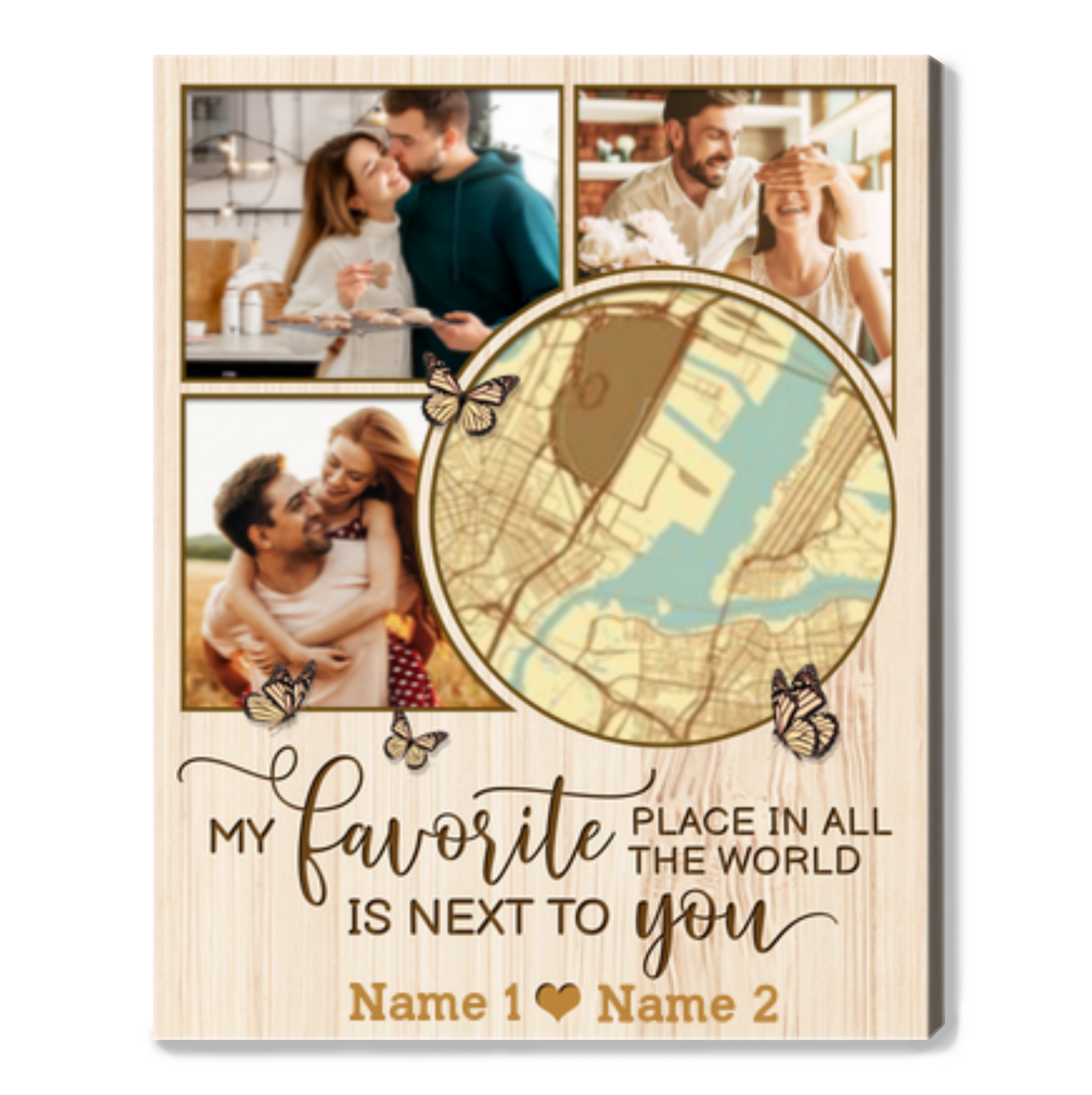 Couple Gift Idea For Anniversary Customized Location Map Canvas Print