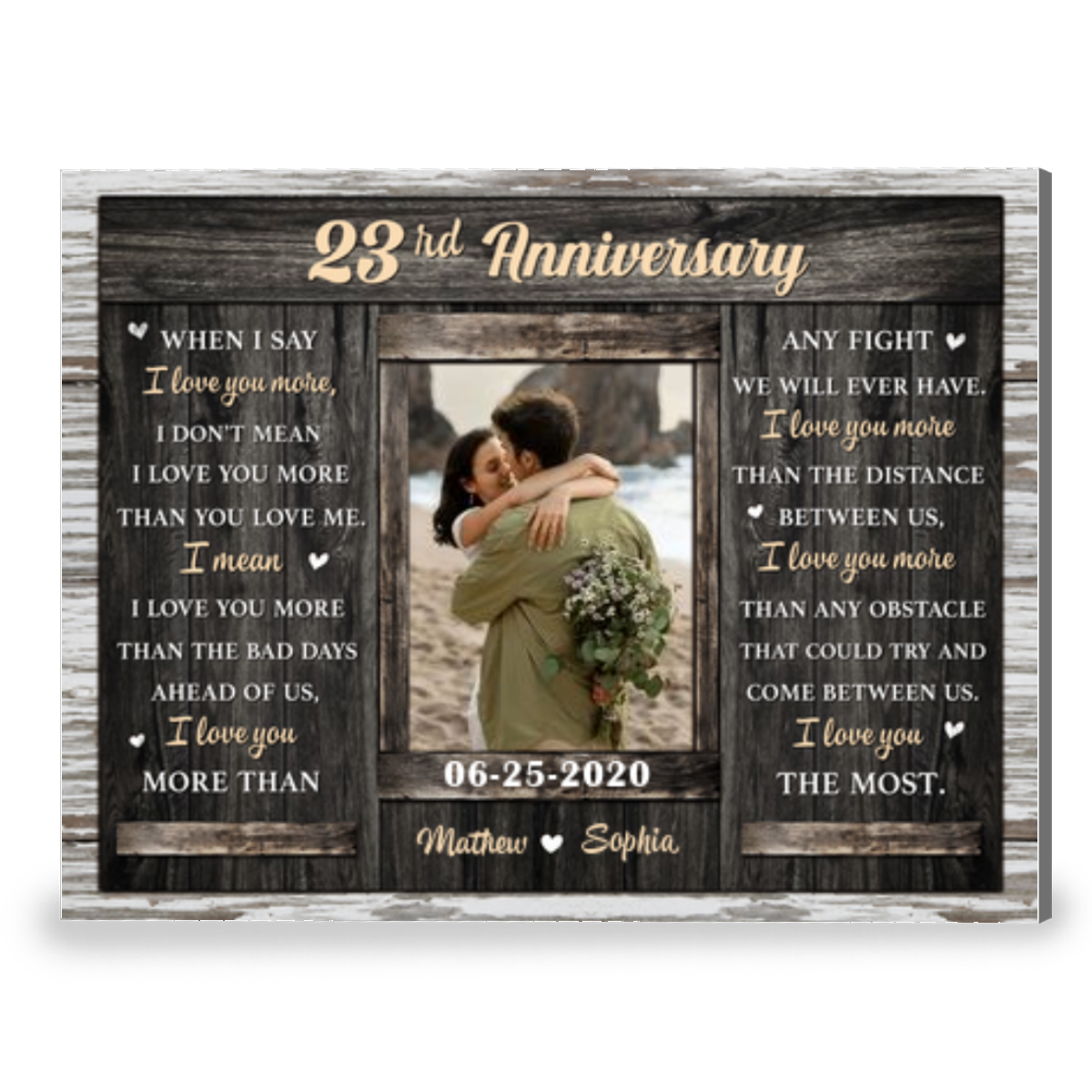 Happy 23rd Wedding Gift For Couple Custom Photo Canvas Wall Art