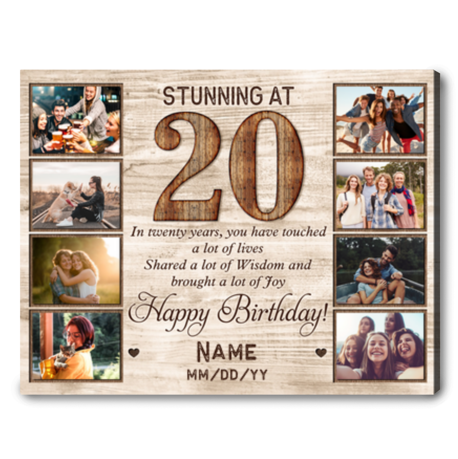 Personalized 20th Birthday Canvas Print Sentimental Gift For 20th Birthday