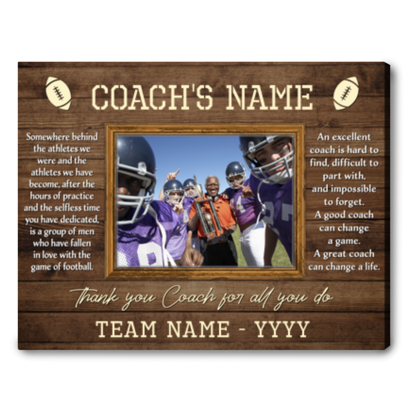 Custom Thank You Gift For Football Coach Canvas Gift Idea For Football Coach