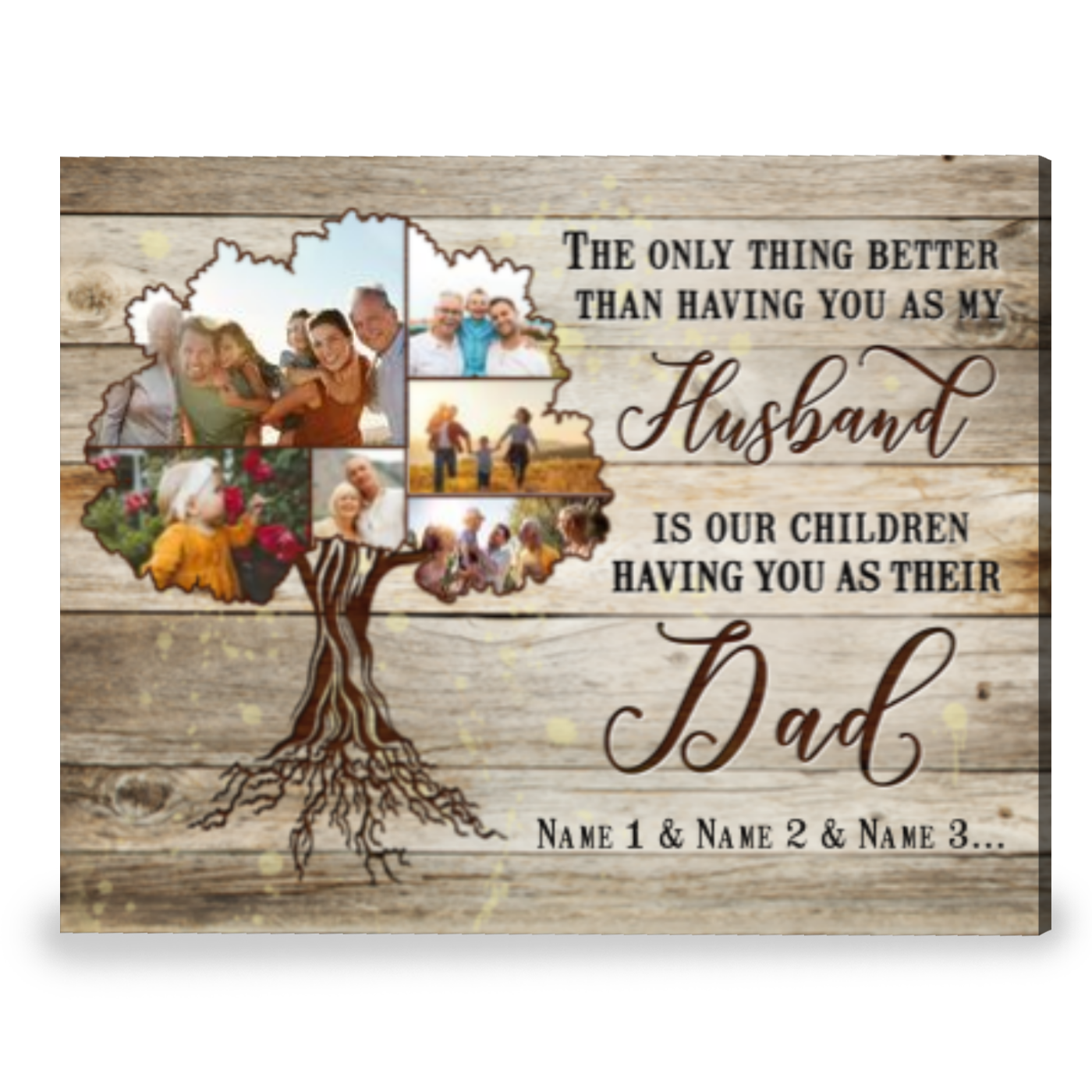Father's Day Gift For Husband Personalized Family Tree Canvas Wall Art