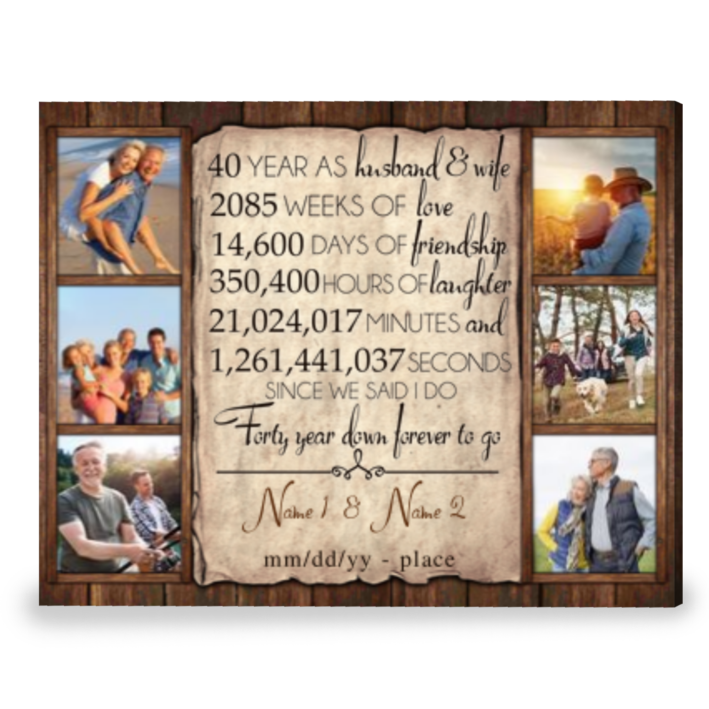 Personalized Gift For 40th Wedding Anniversary Best Gift For Couple Canvas Print