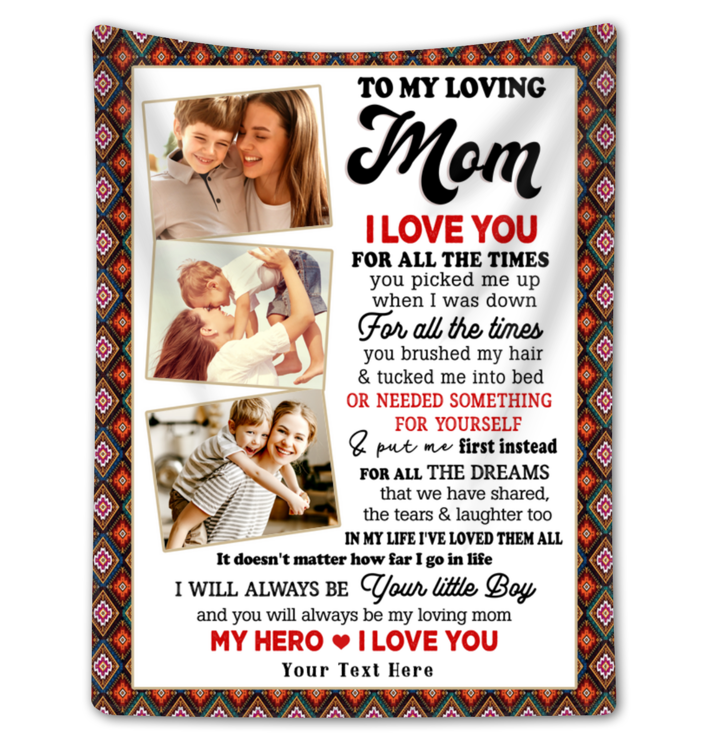 Loving Mother's Day Gift For Mom From Son Personalized Photo Mom Son Fleece Blanket Gift 