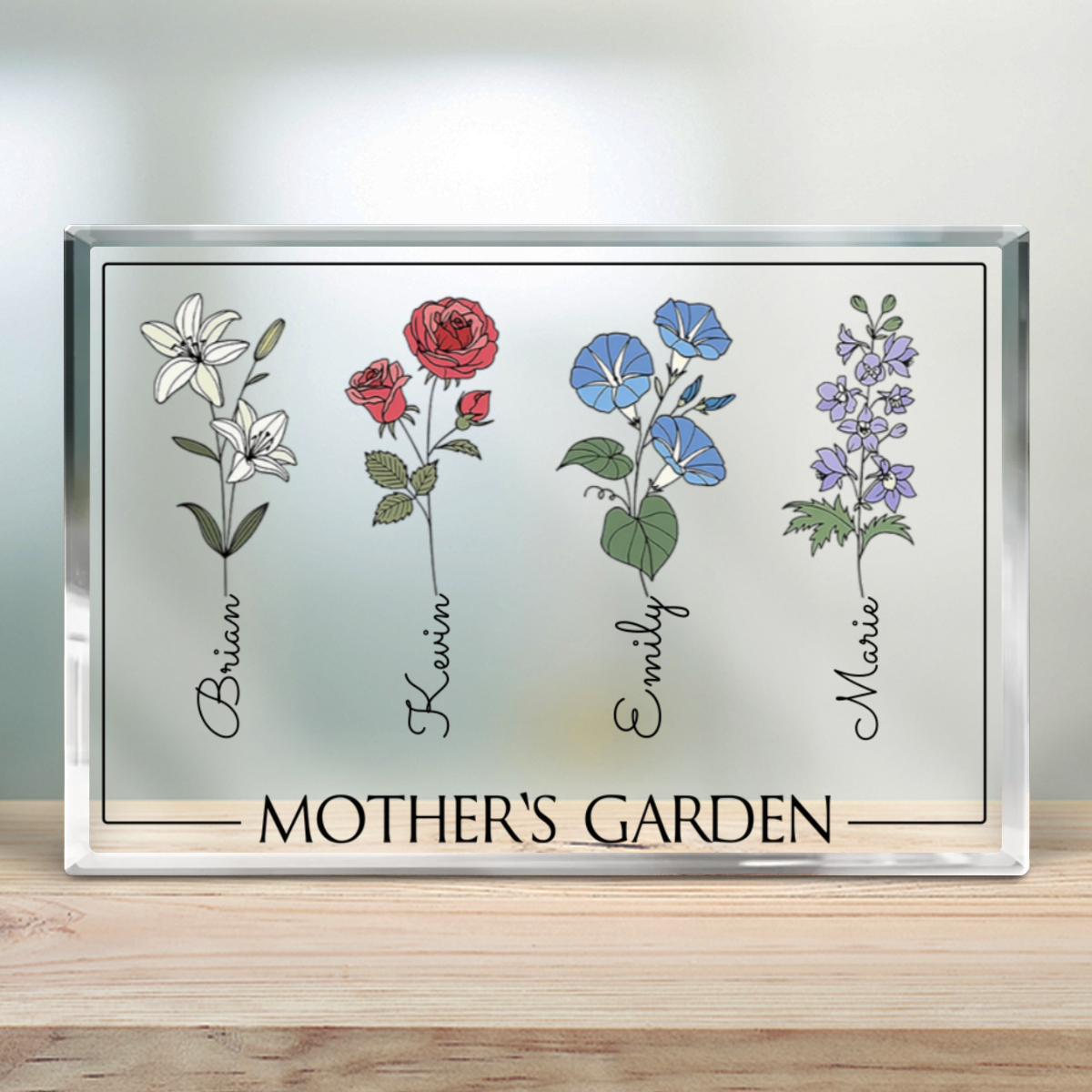 Sentimental Mom Gift Custom Names Mother Garden Acrylic Plaque