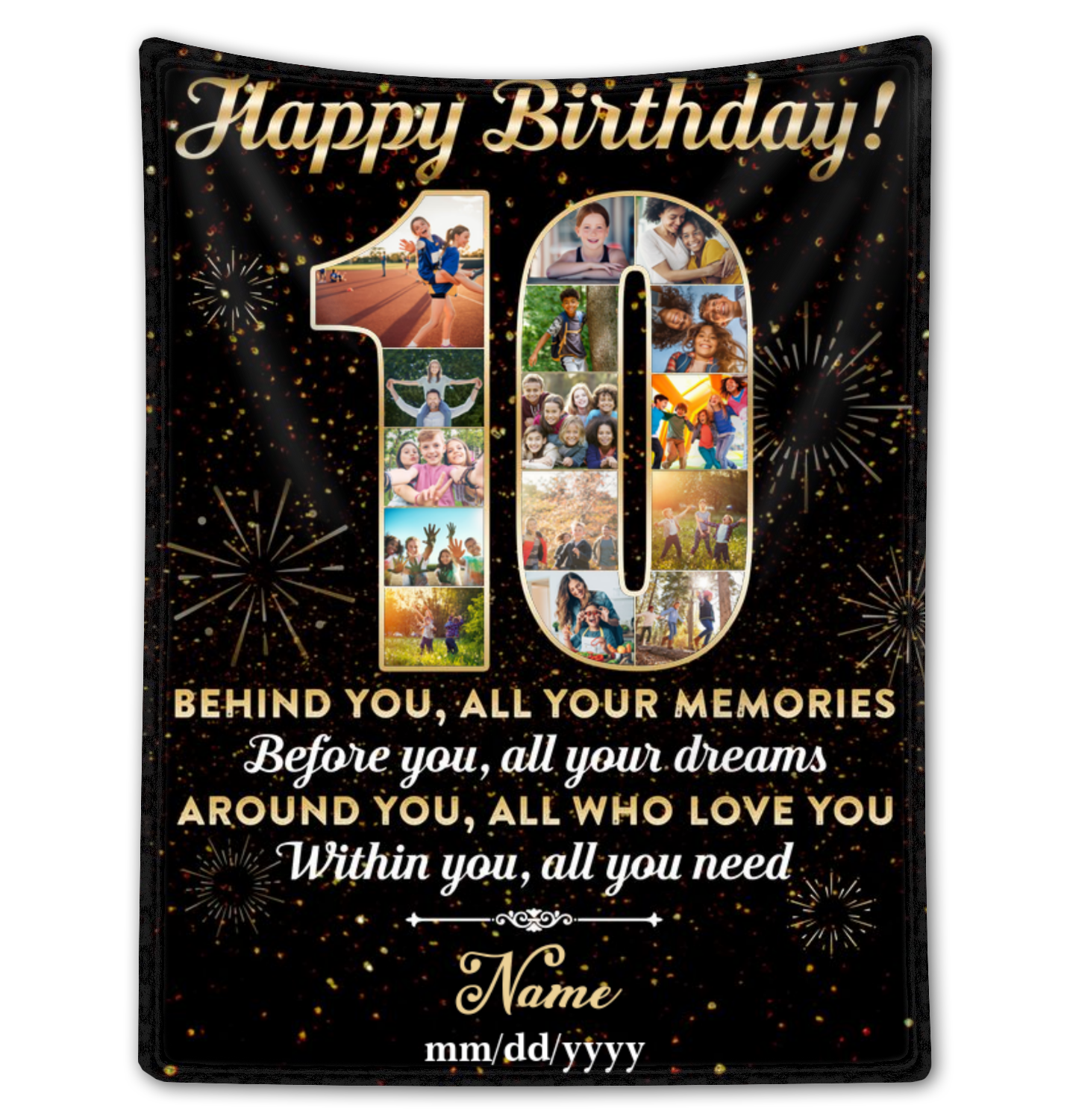 Personalized Photo Collage 10th Birthday Blanket Best 10th Birthday Gift Idea