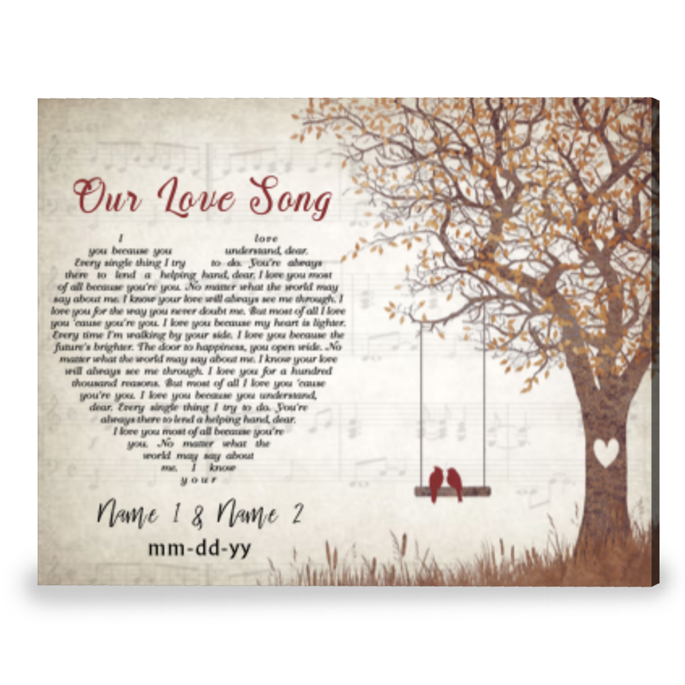 Lyrics Gift For Anniversary Customized Gift For Couple Canvas Print