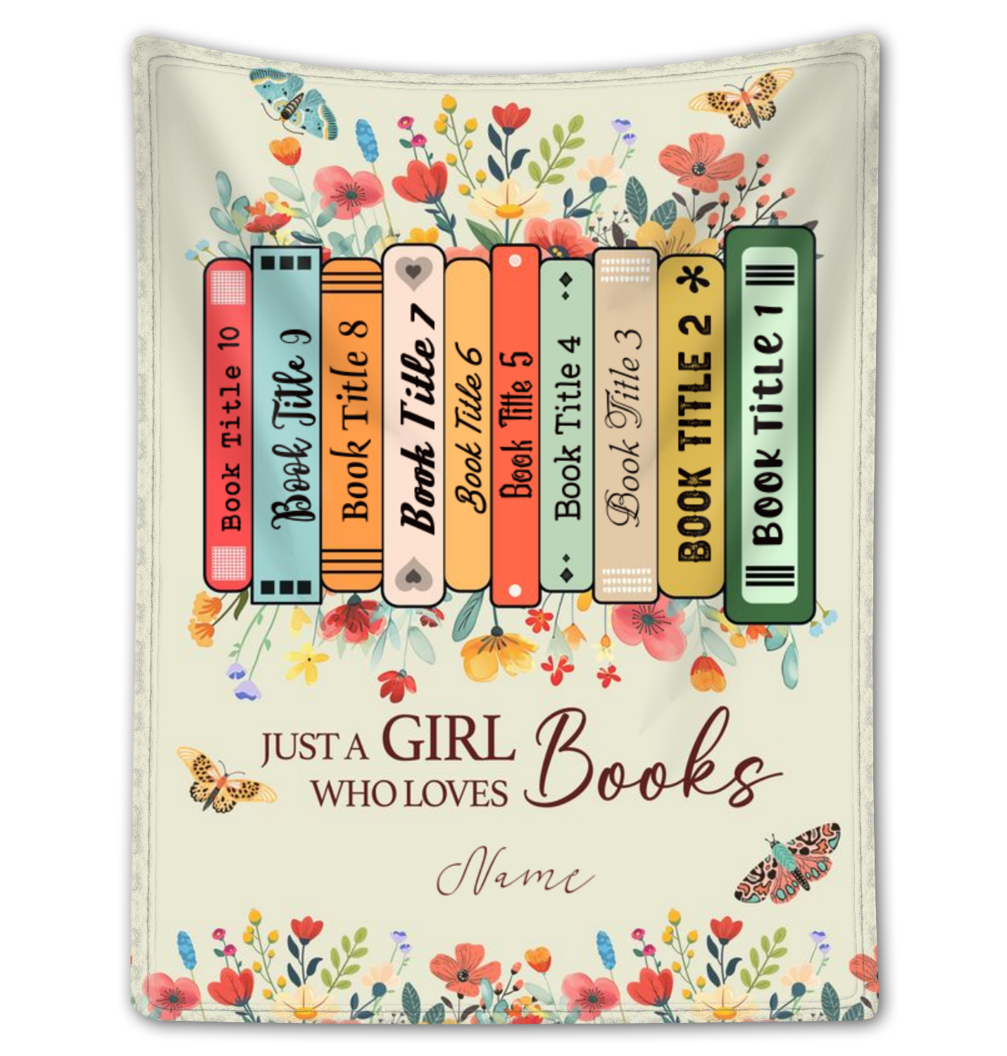 Personalized Floral Reading Fleece Blanket Library Gift For Book Lover 
