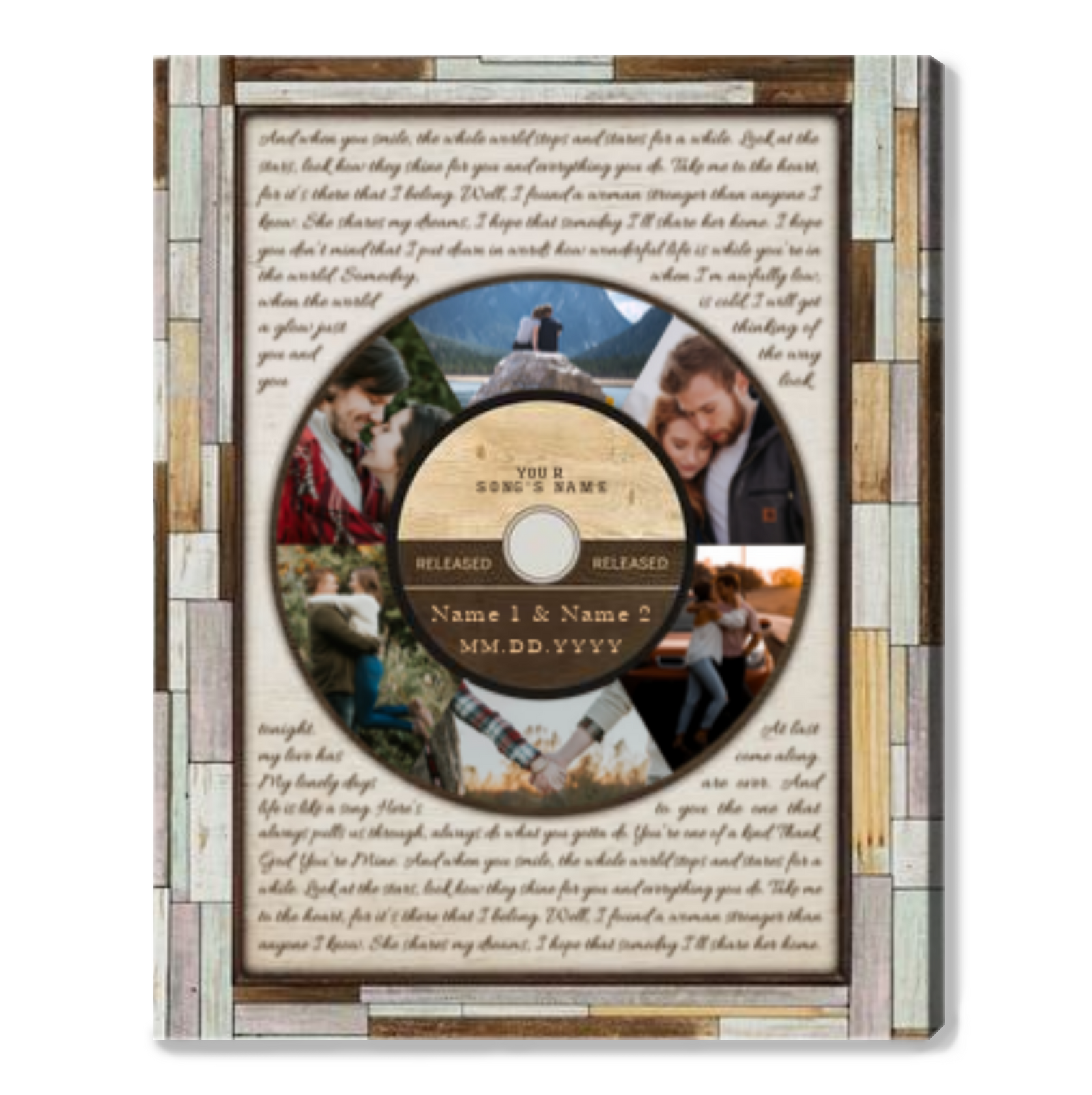 Song Lyrics Canvas Canvas With Song Lyrics and Picture Personalized Wedding Song Wall Art