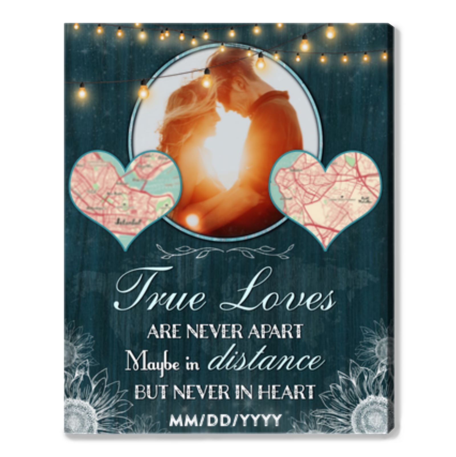 Long Distance Relationship Date Ideas Customized Location Map Canvas For Couple