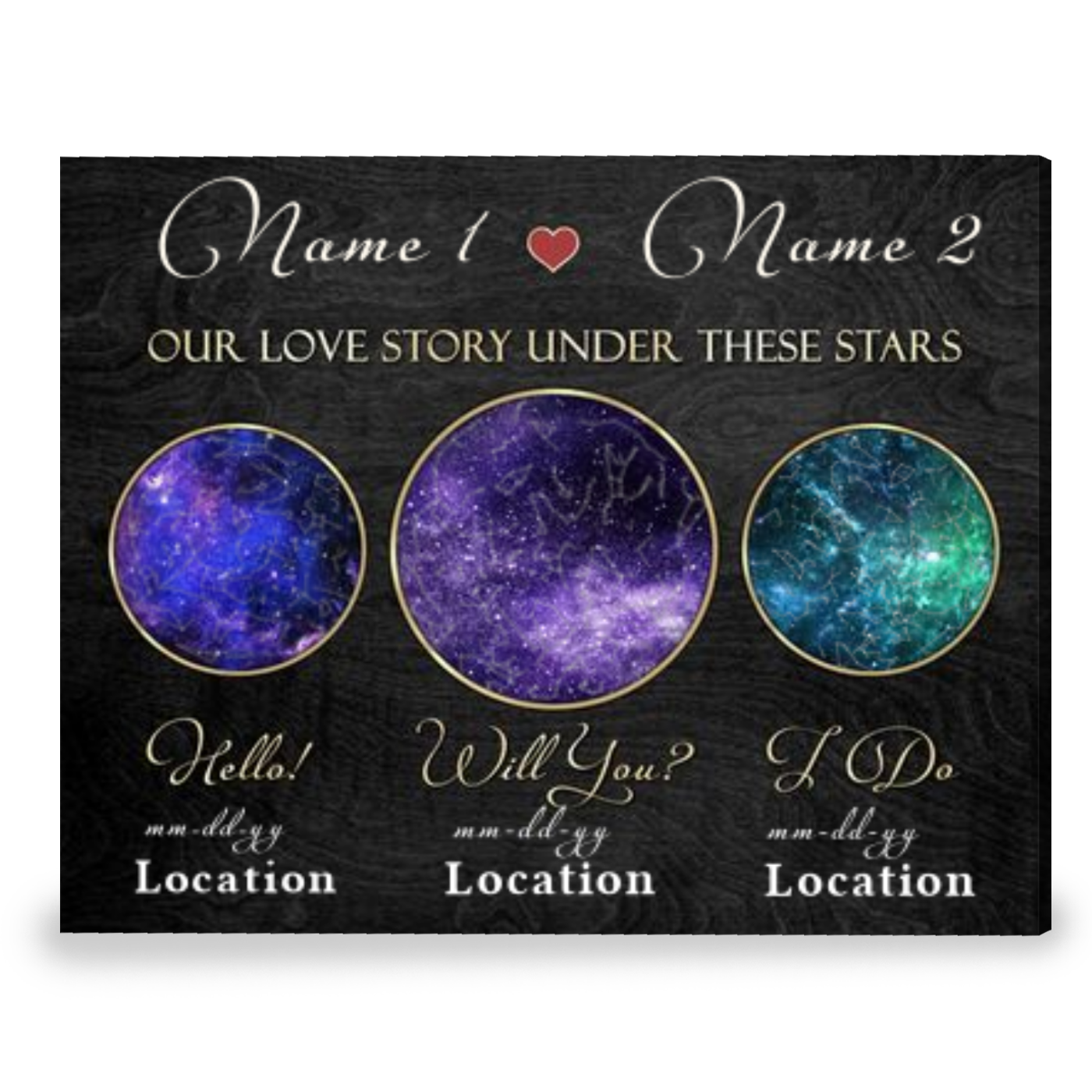Star Map Gift Hello Will You I Do Unique Anniversary Gift Canvas Print