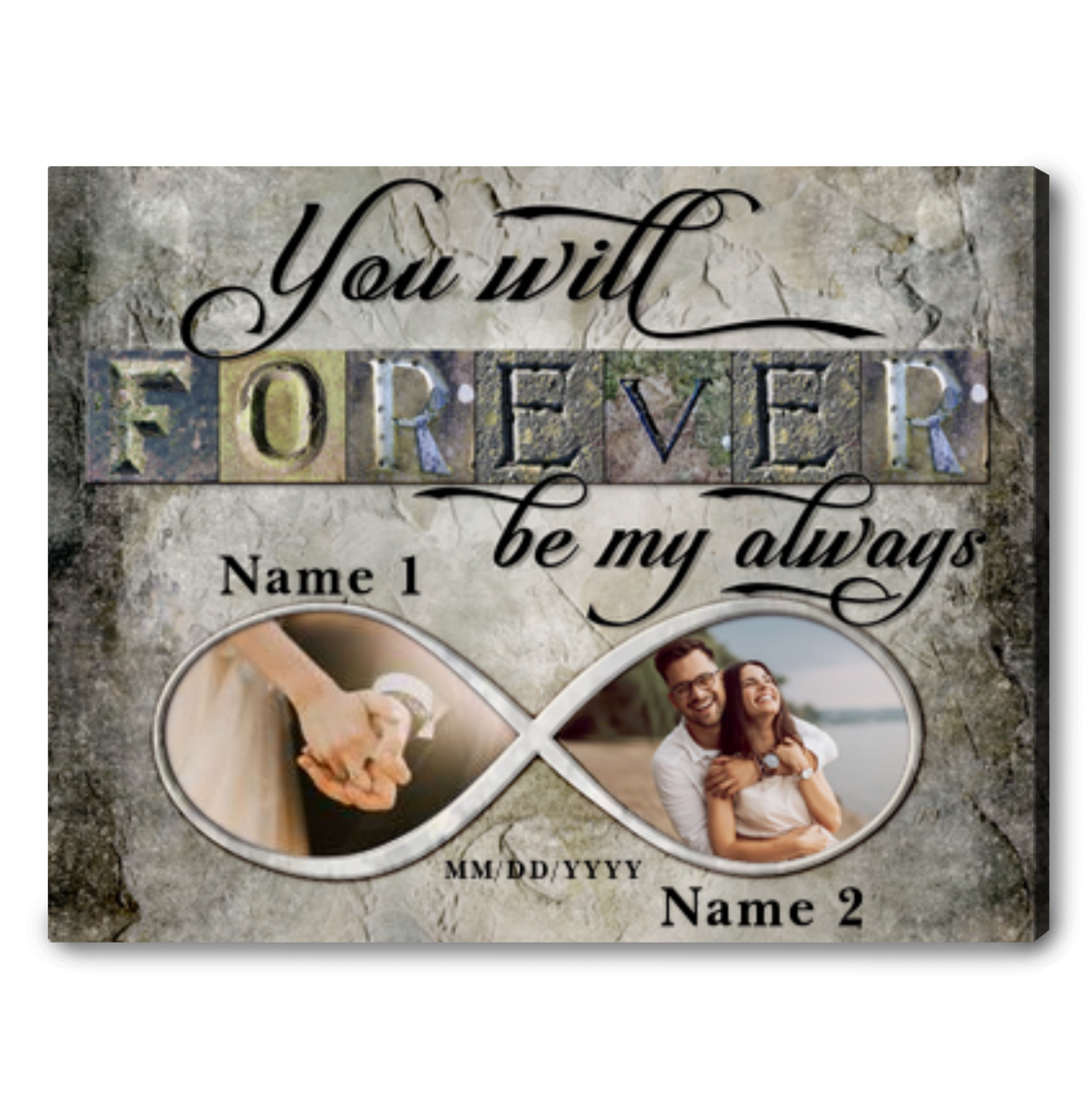 Gift For Him On Anniversary First Anniversary Gift For Him Personalized Couple Photo Canvas Print