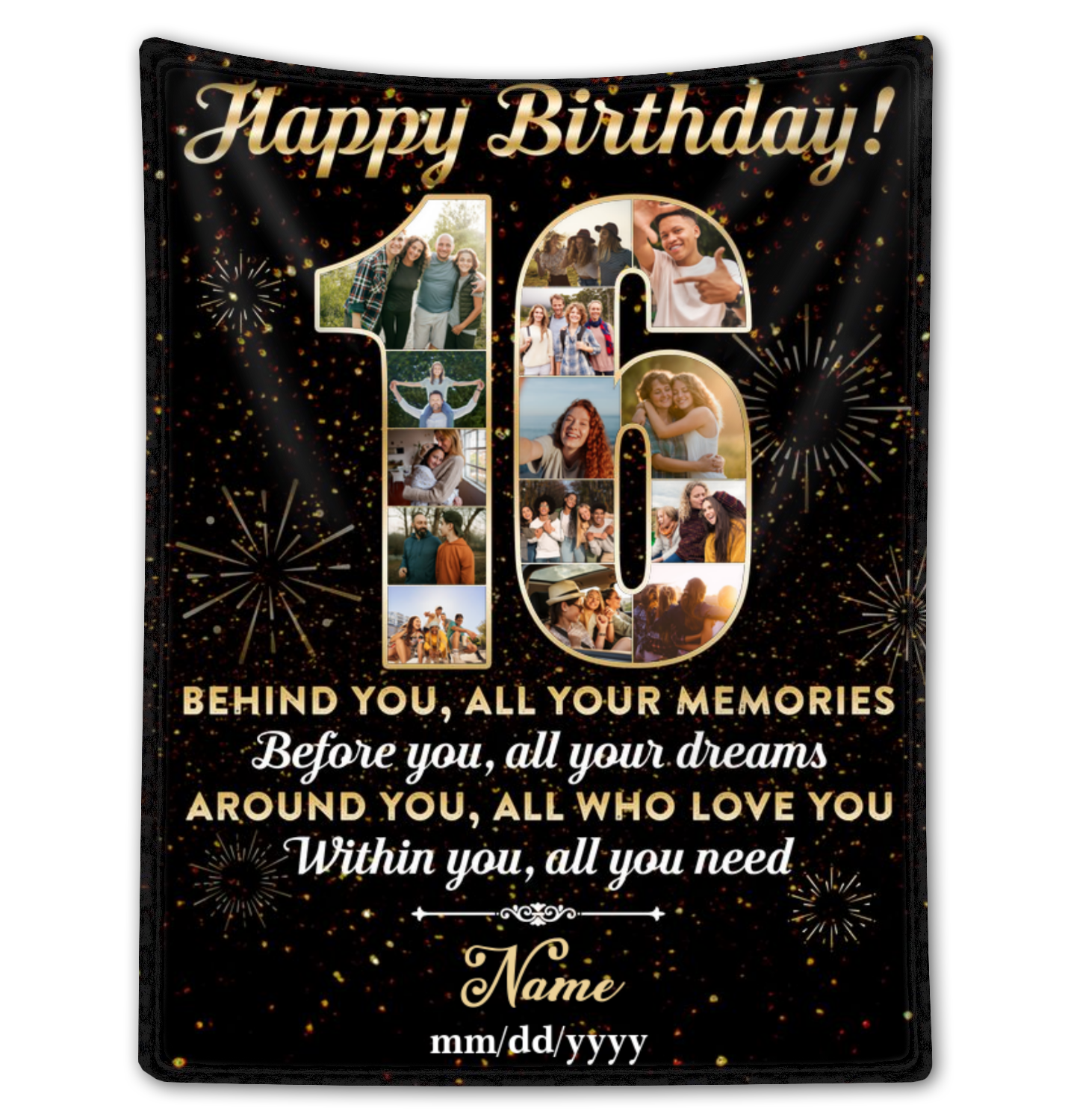 Personalized Photo Collage 16th Birthday Blanket Best 16th Birthday Gift Idea