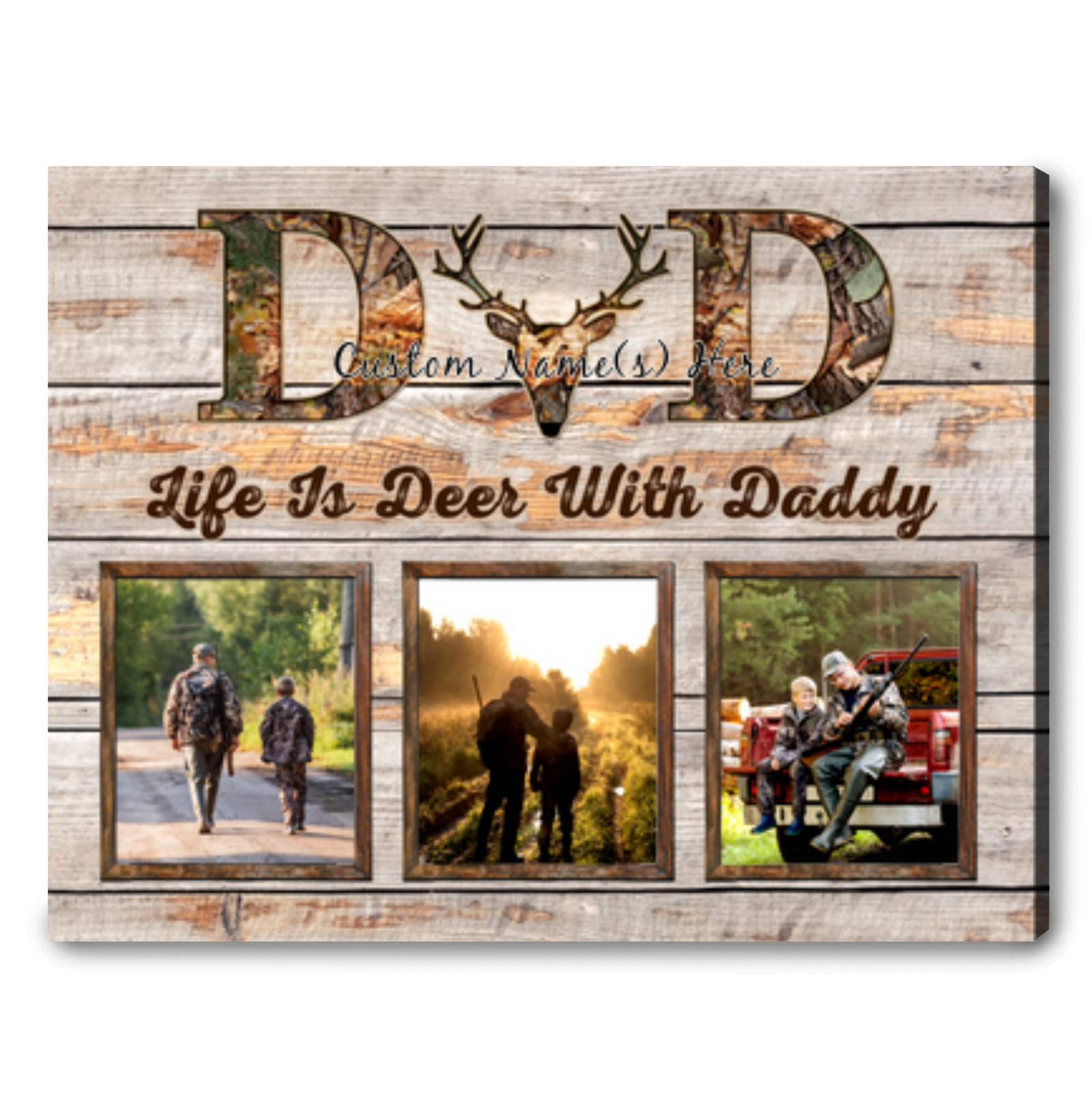 Deer Hunting Gift For Dad Custom Fathers Day Photo Canvas Print 