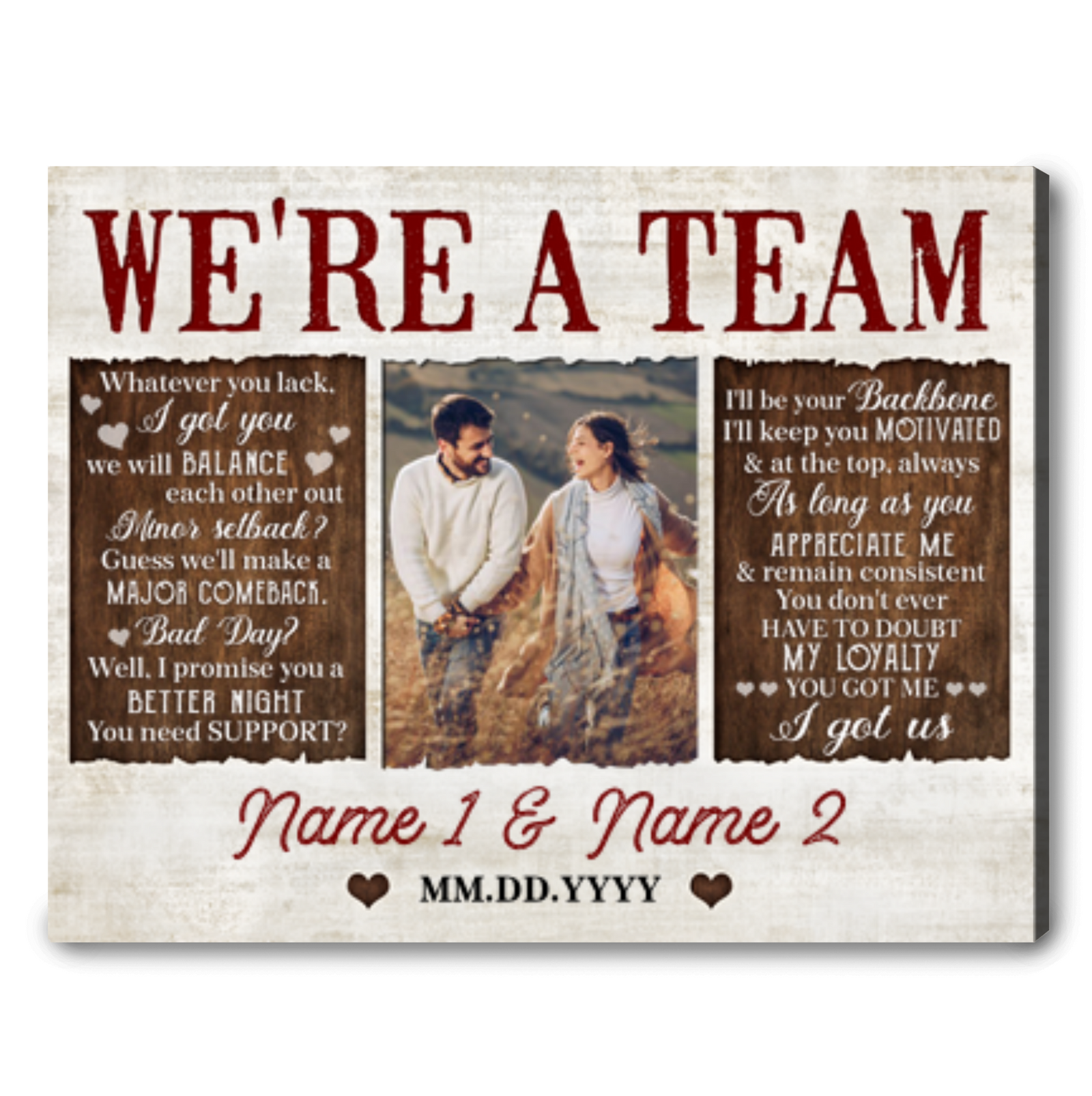 Unique Anniversary Gifts For Couples Custom Photo Canvas Print