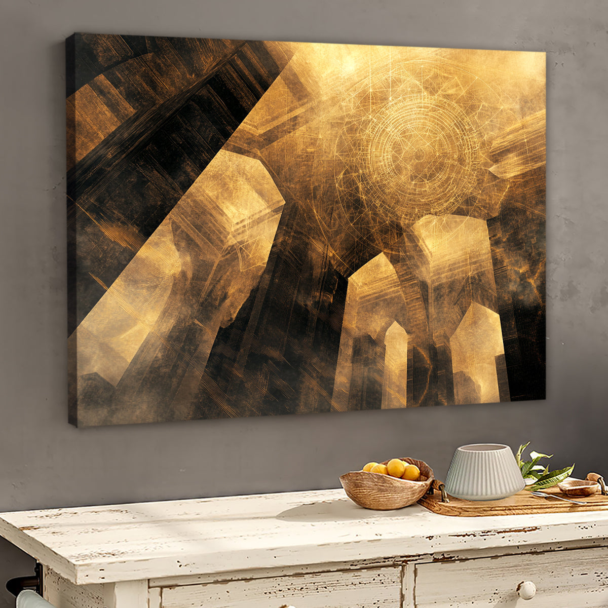 Golden Reverie Lightscape Abstract Canvas Wall Art