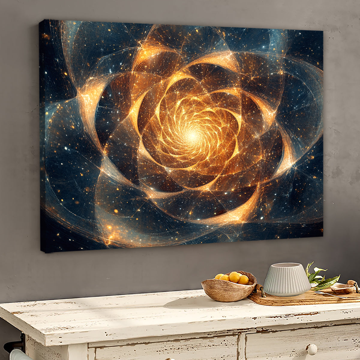 Cosmic Spiral Digital Cosmic Abstraction Canvas Wall Art
