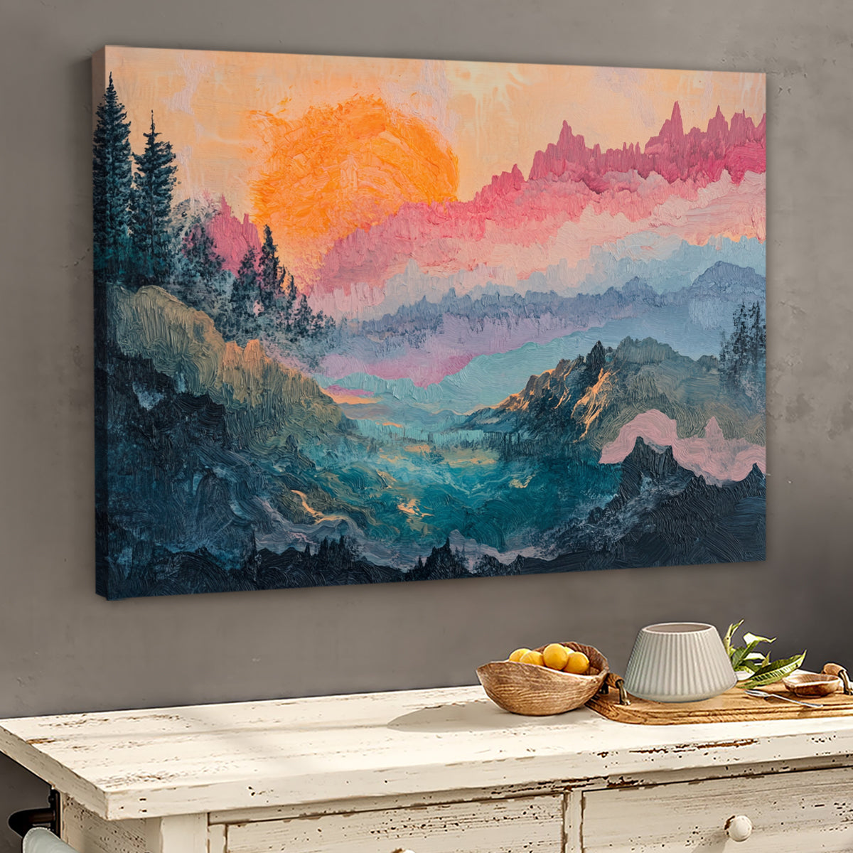 Dawn's Embrace Landscape Abstract Canvas Wall Art