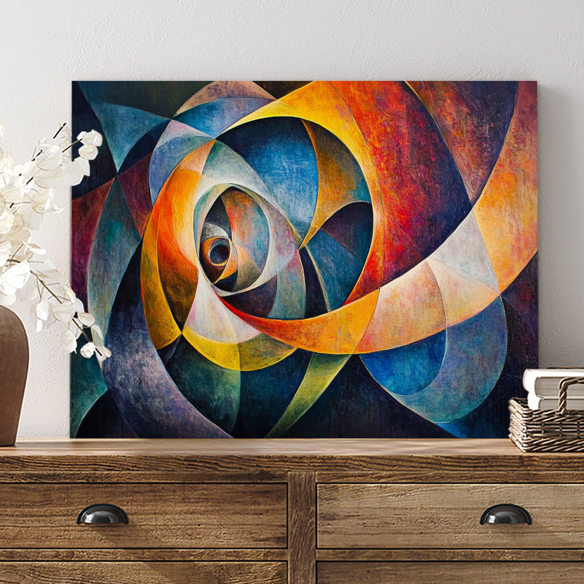Spiral of Colors Geometric Abstract Canvas Wall Art
