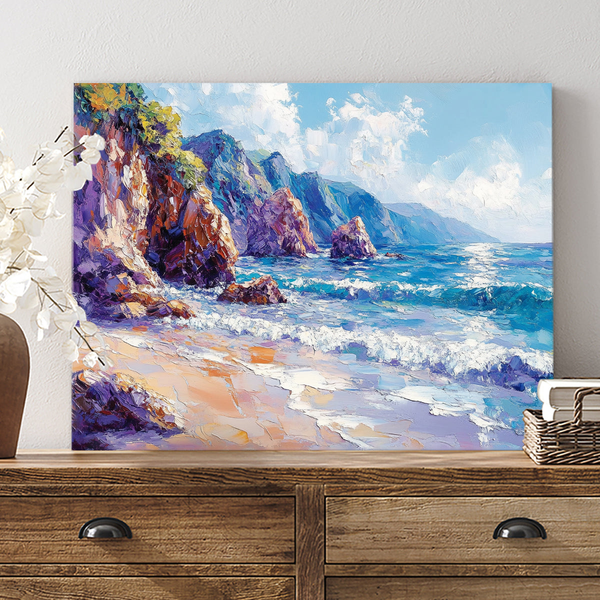 Coastal Harmony Seascape Abstract Canvas Wall Art
