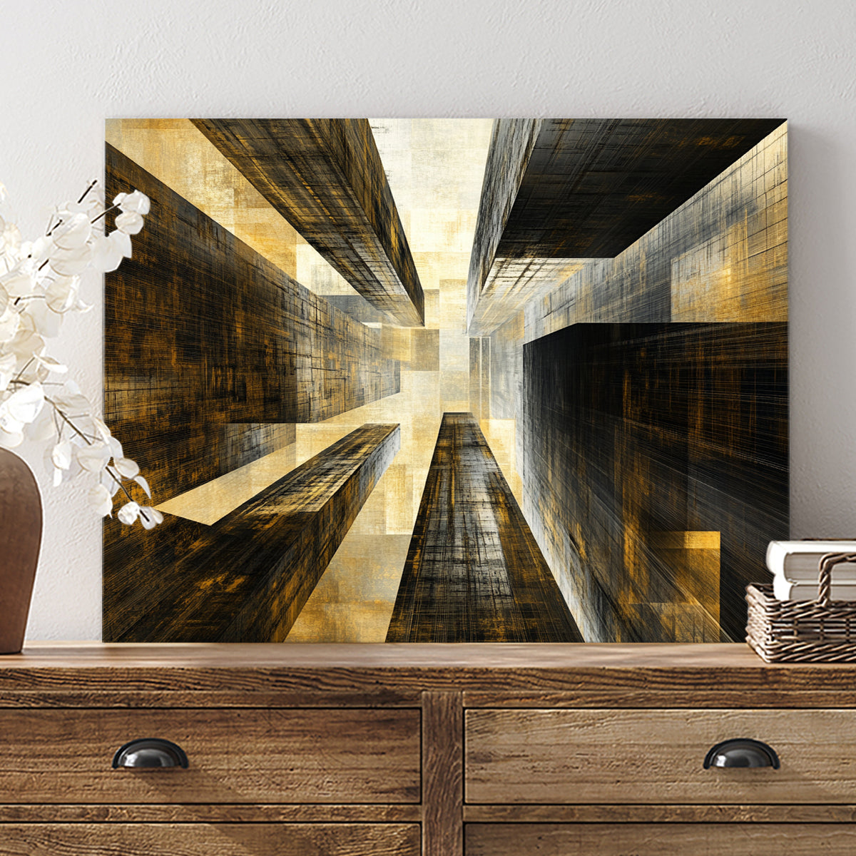 Urban Ascent Geometric Abstract Canvas Wall Art
