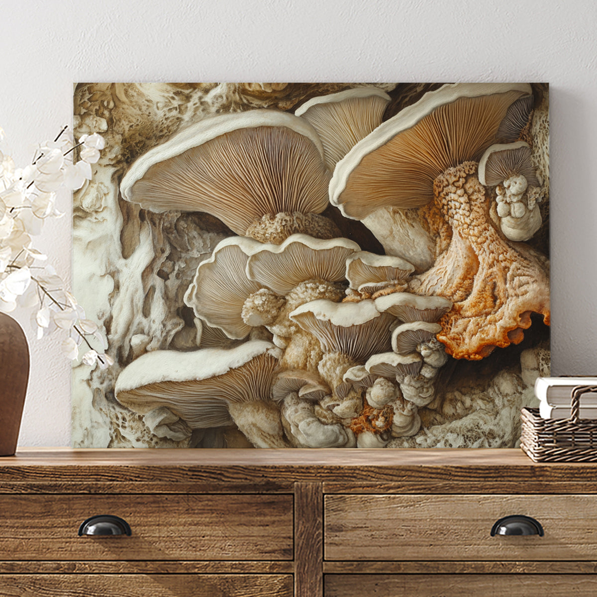 Earthly Fungi Nature Abstract Canvas Wall Art for Living Room
