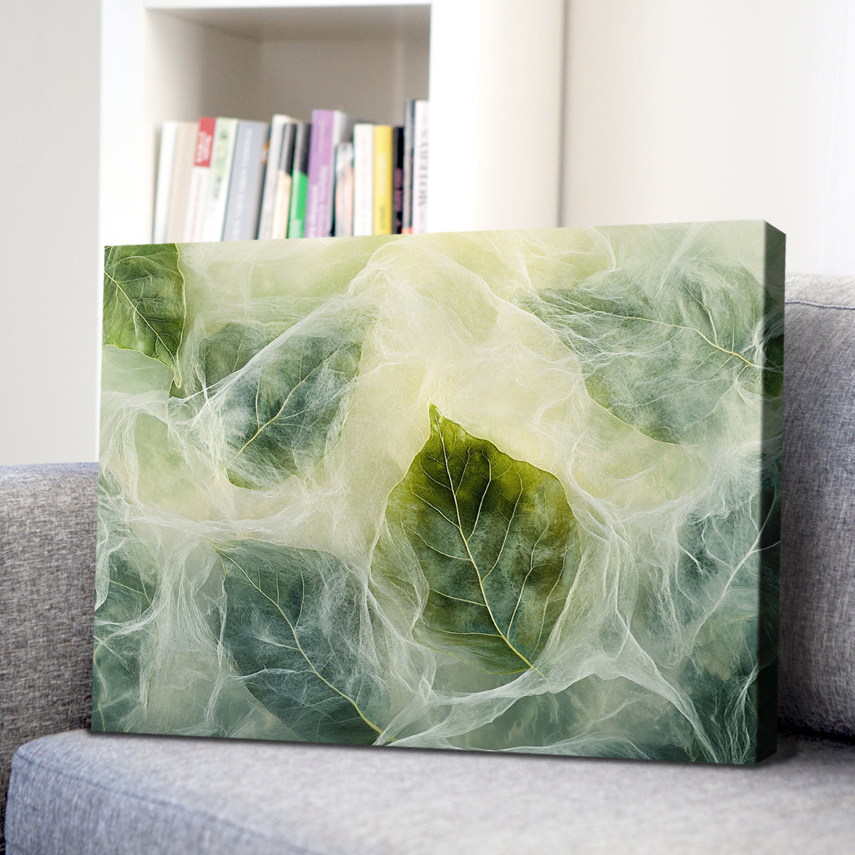 Ethereal Leaves Nature Abstract Canvas Wall Art for Living Room