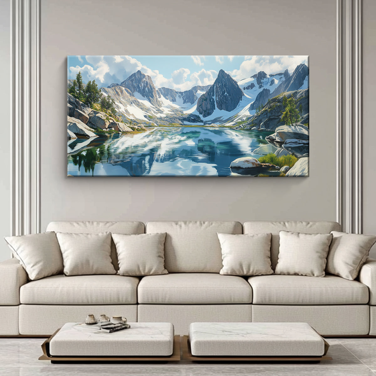 Tranquil Peaks Realistic Landscape Abstract Canvas Wall Art