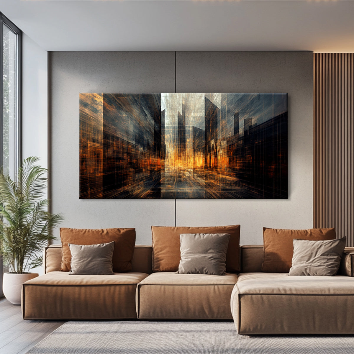 Radiant Cityscape Abstract Canvas Wall Art for Living Room