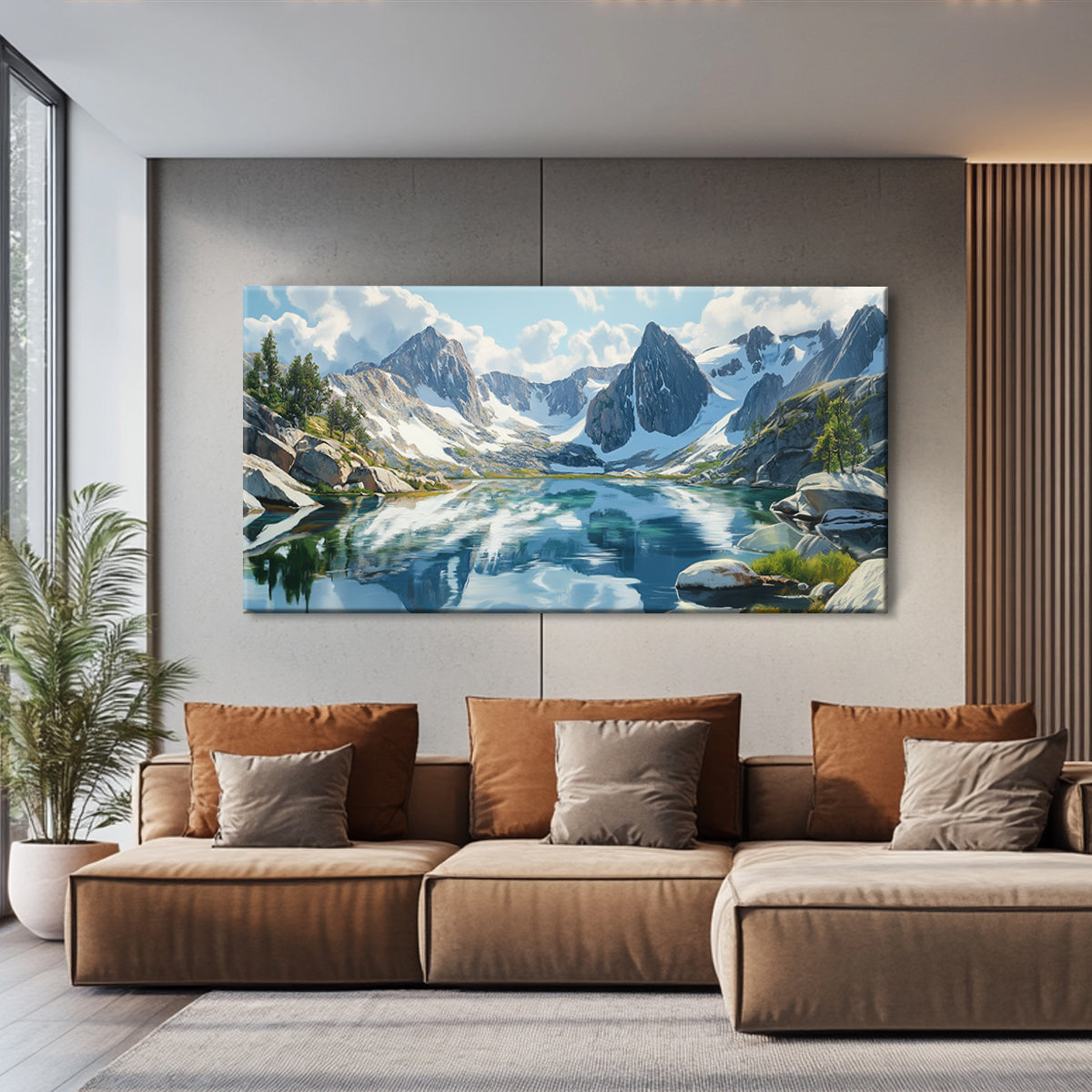 Tranquil Peaks Realistic Landscape Abstract Canvas Wall Art
