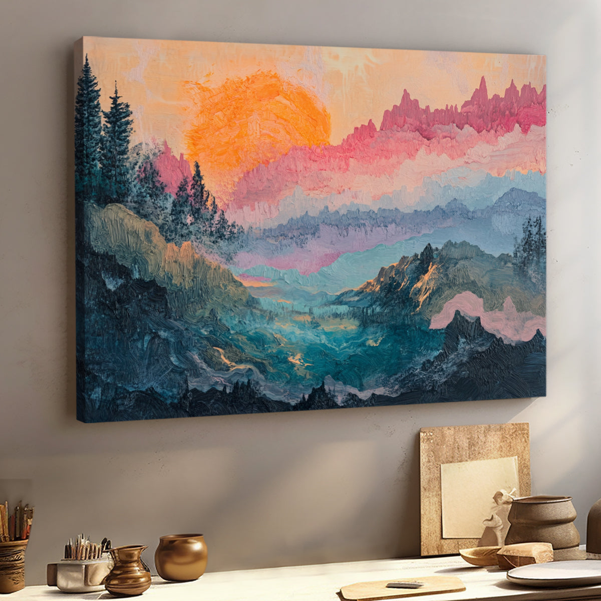 Dawn's Embrace Landscape Abstract Canvas Wall Art