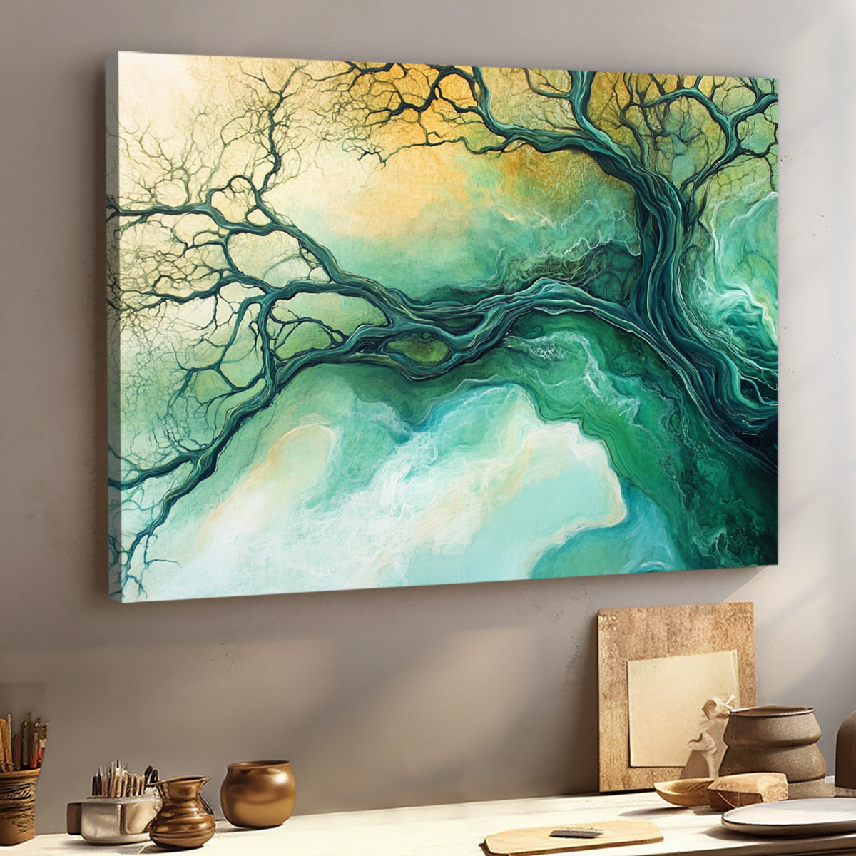 Serene Tree Nature Abstract Canvas Wall Art